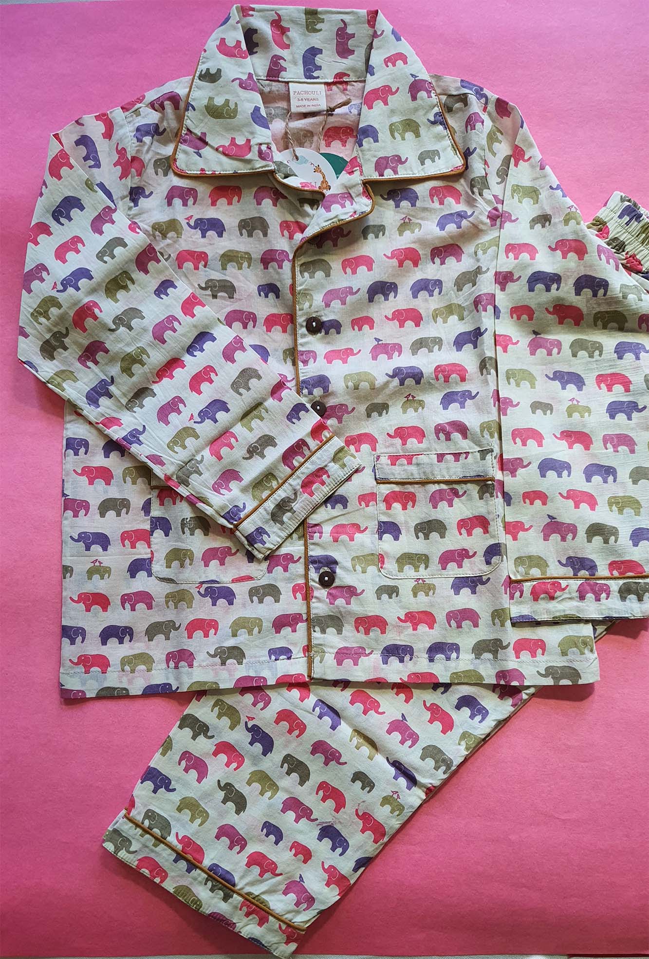 Multi Elephants Kids Night Suit