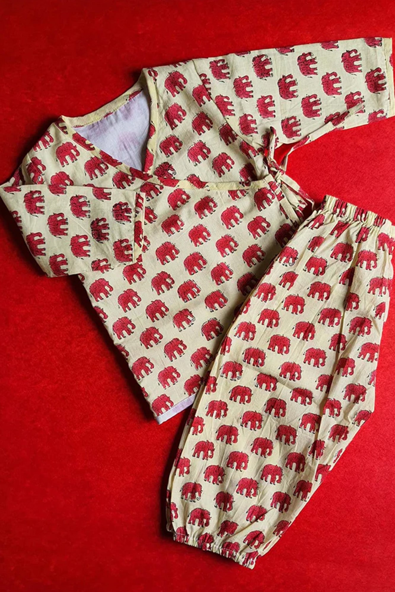 Red Elephant Angarakha Top With Pajama