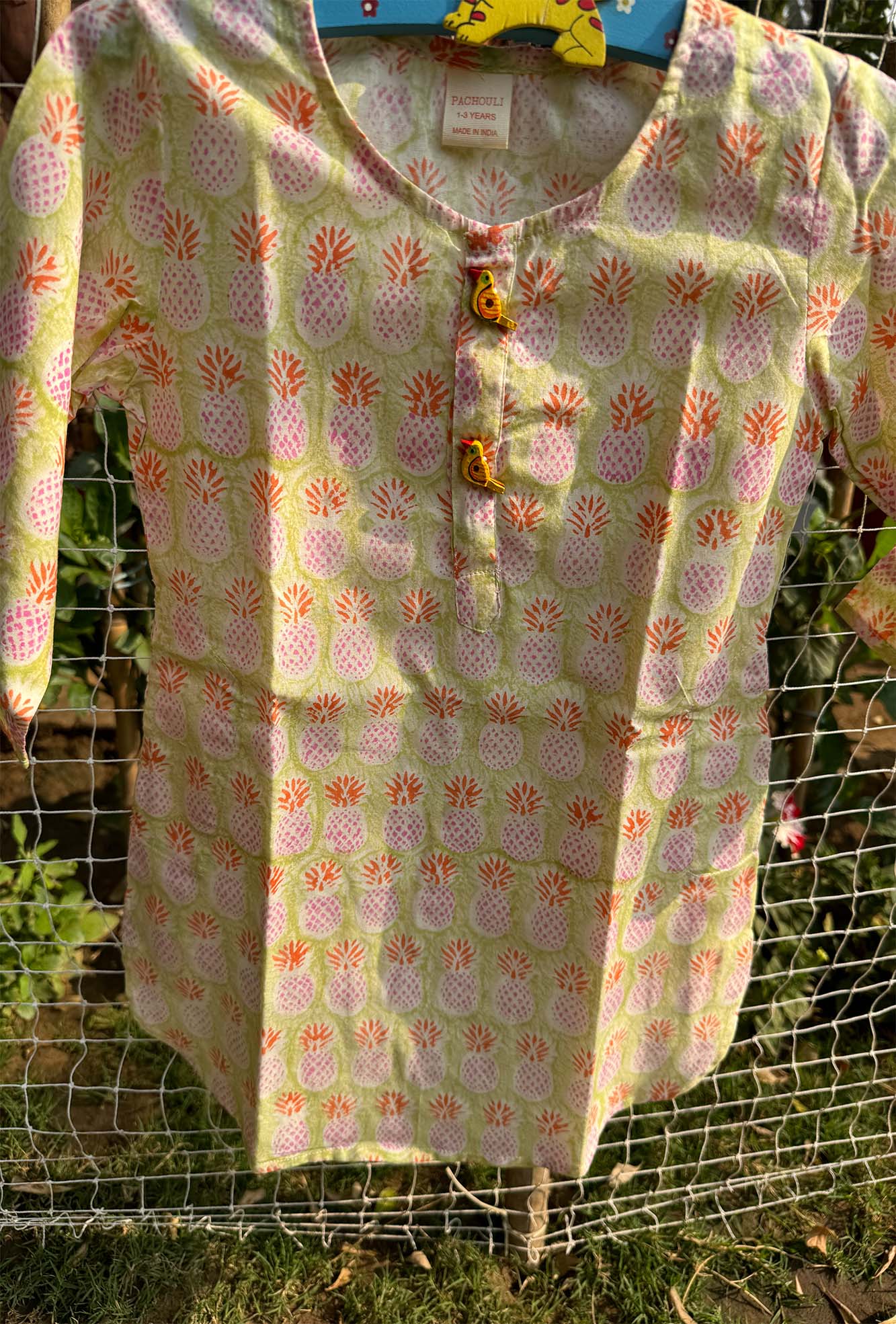 Kurta Girl Pineapple Green Pink