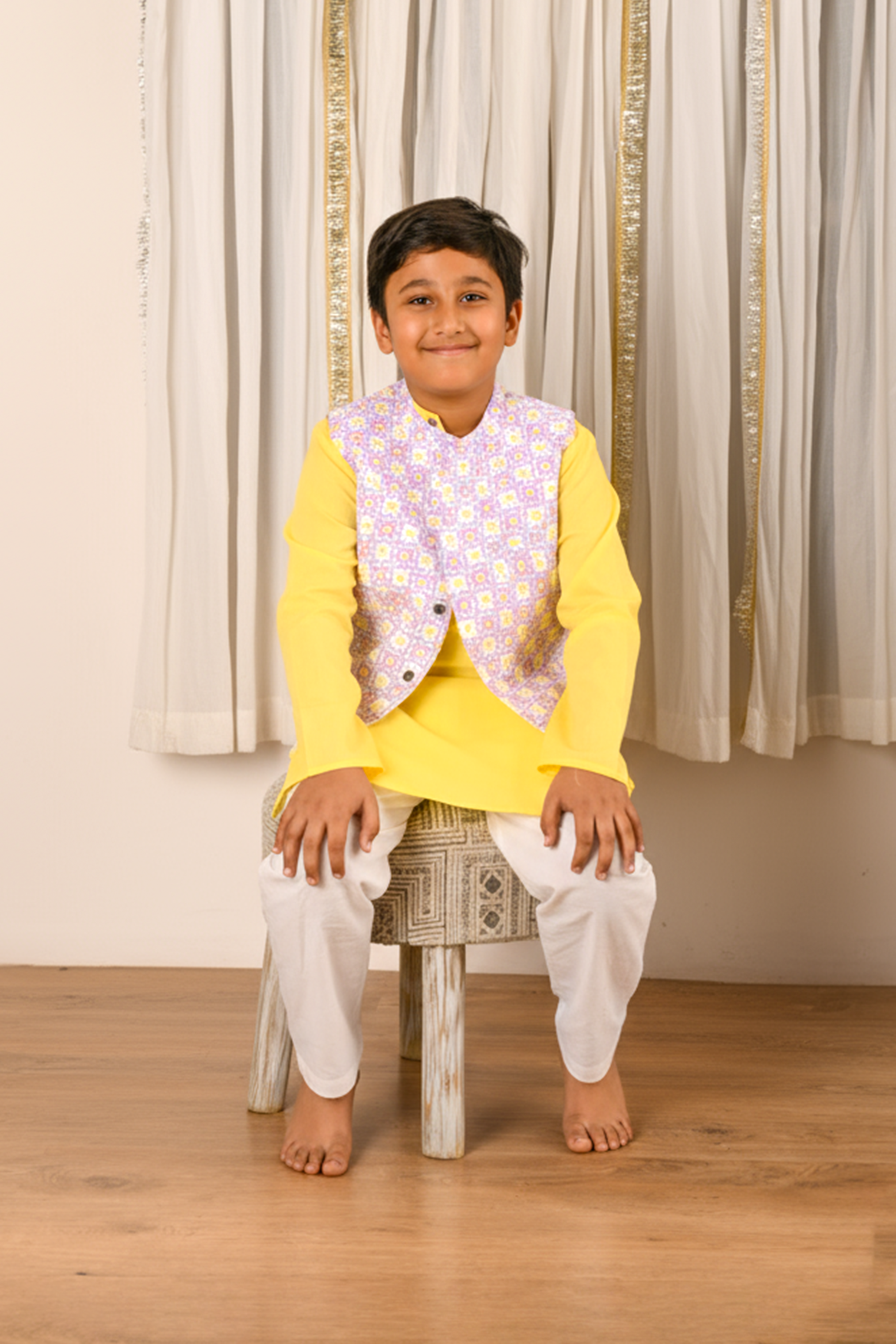 Daisy Dots Jacket & Sun Lime Kurta Set