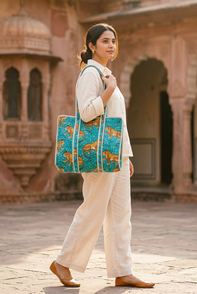 Green Tropical Safari Tote Bag