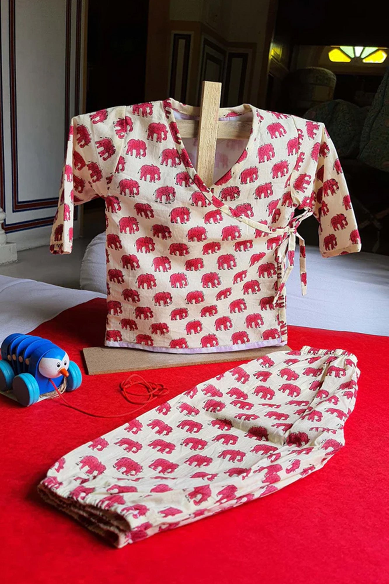 Red Elephant Angarakha Top With Pajama