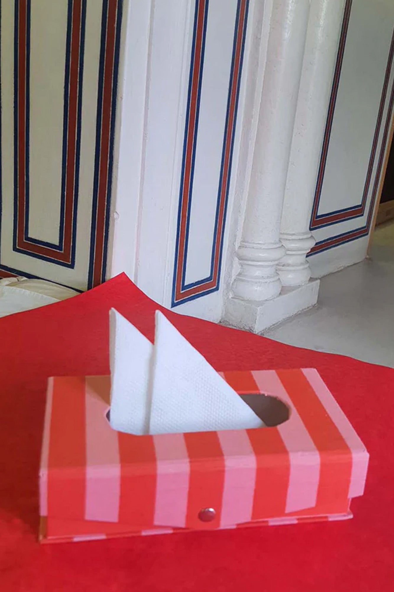 Tissue Box Pink Striped