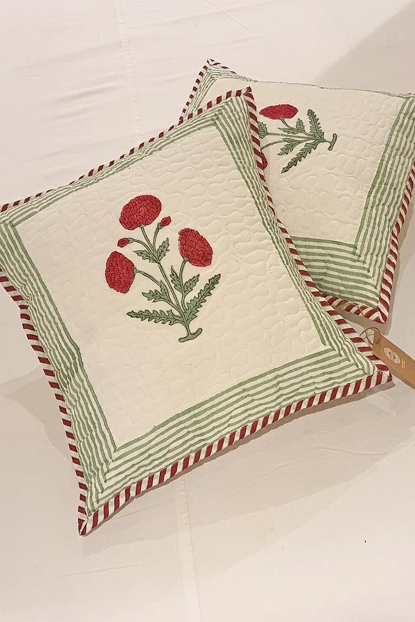 Red Marigold Cushion Cover Set of 2