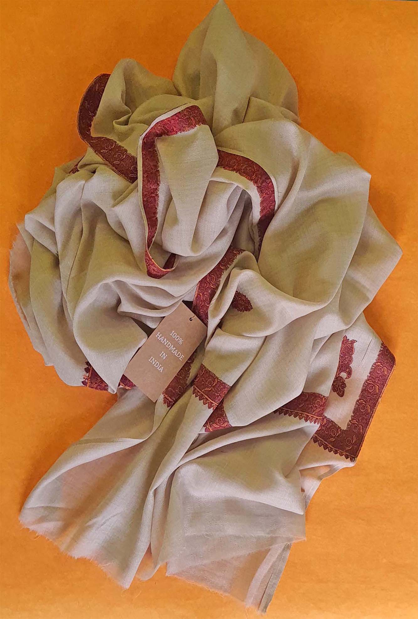 Pashmina Rust Embroidered