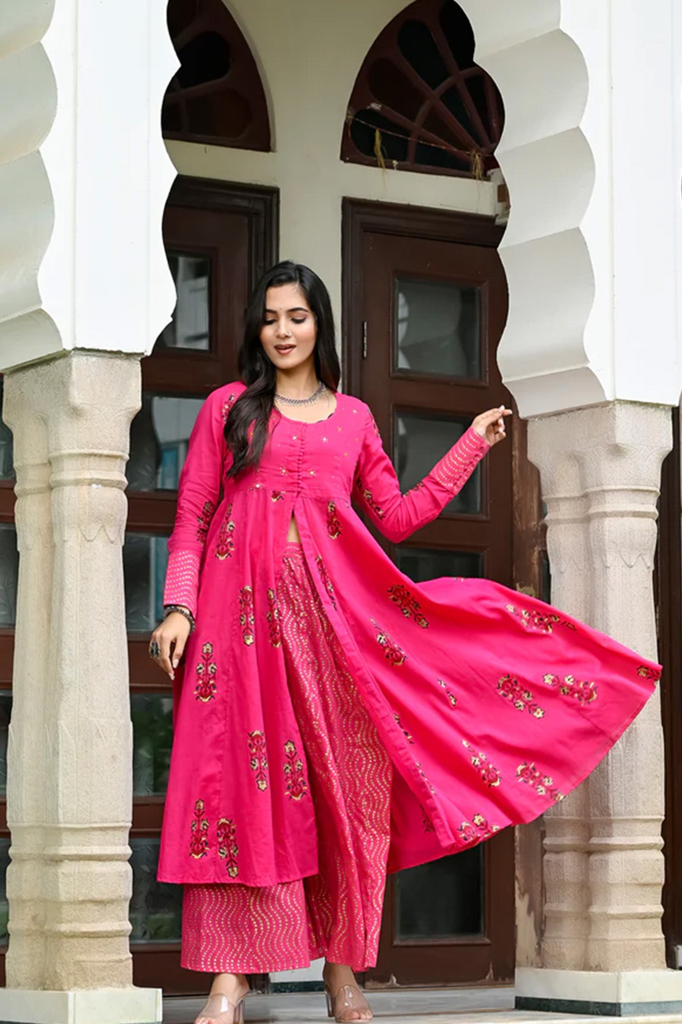 Utsav Pink Front Open Kurta Set