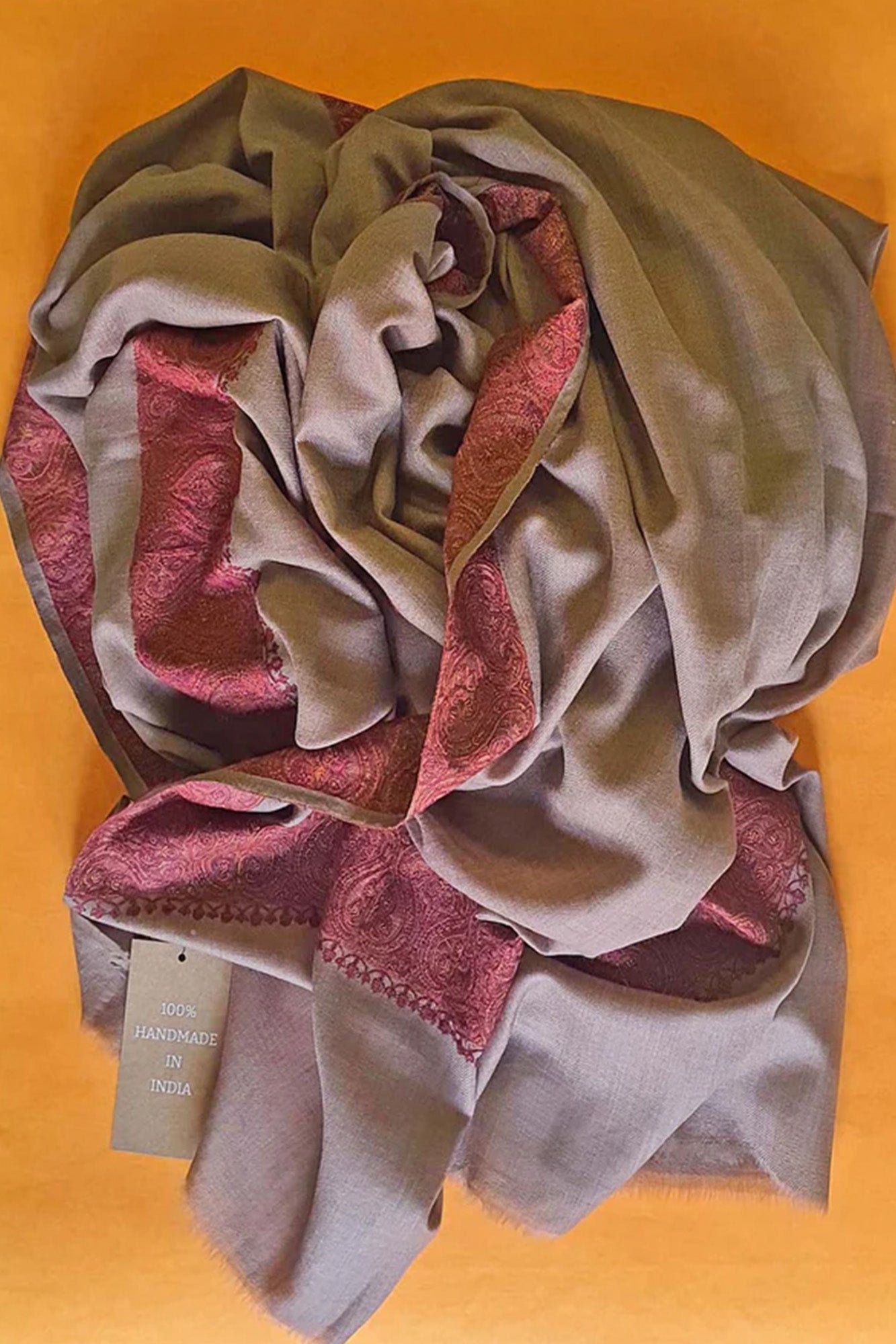 Pashmina Rust Embroidered
