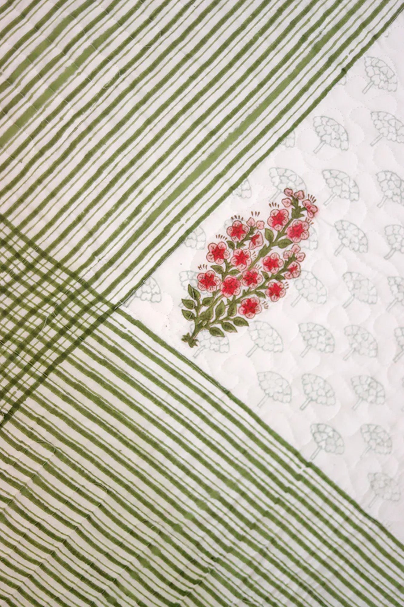 Green Stripes Bed Cover