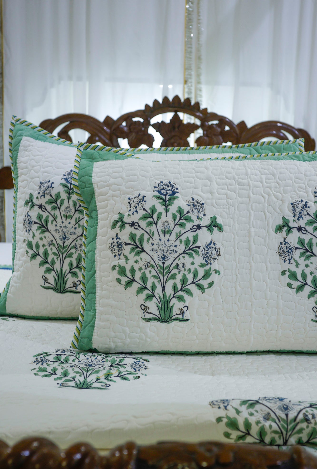 Mughal Garden Green Bed Cover