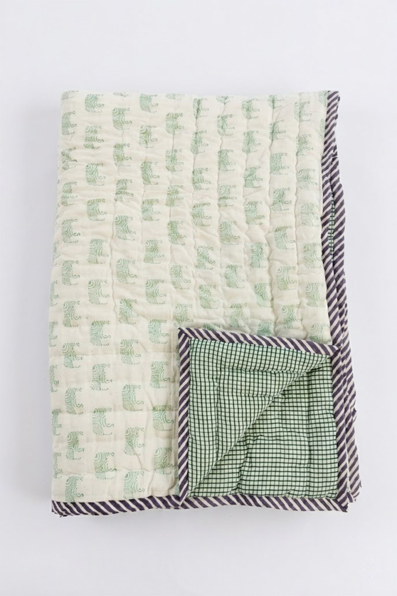 Green Jumbo Elephant Kids Quilt Pair of 2