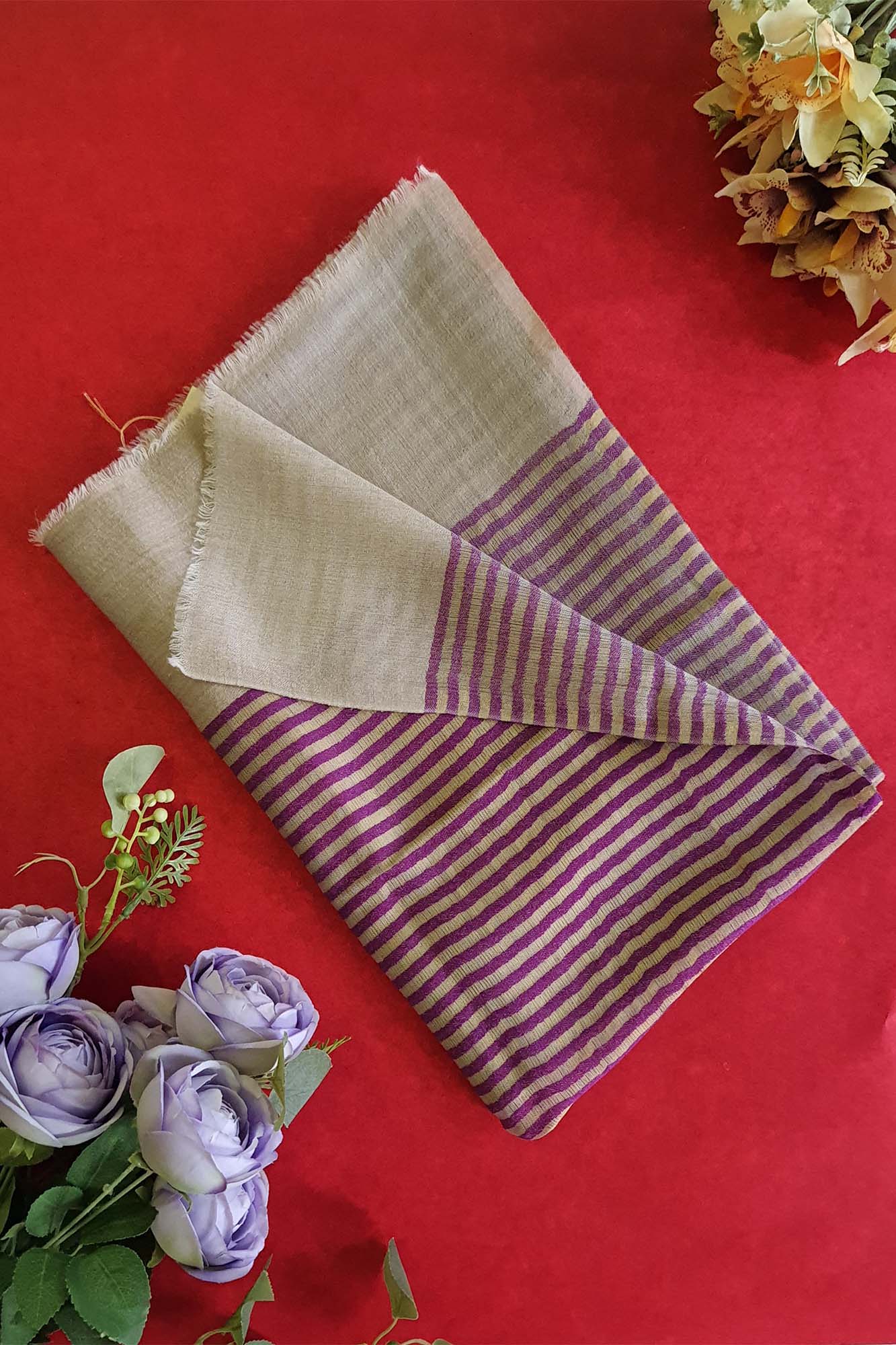 Women Pashmina Stole Striped Purple