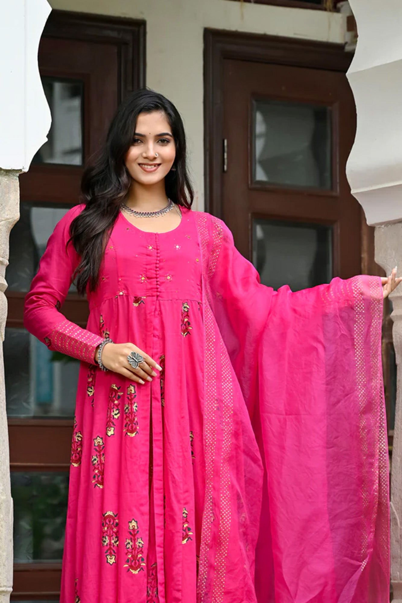 Utsav Pink Front Open Kurta Set