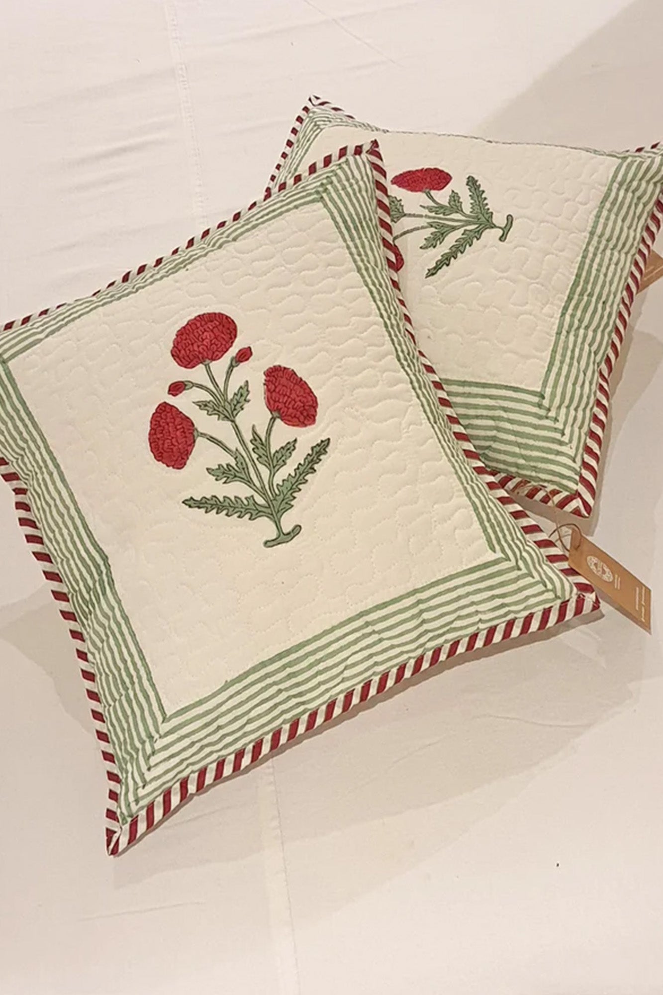 Red Marigold Cushion Cover Set of 2