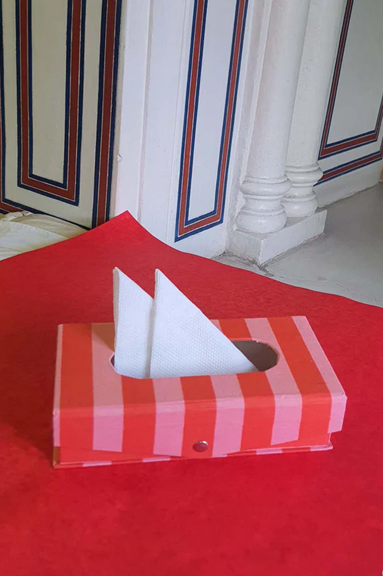 Tissue Box Pink Striped