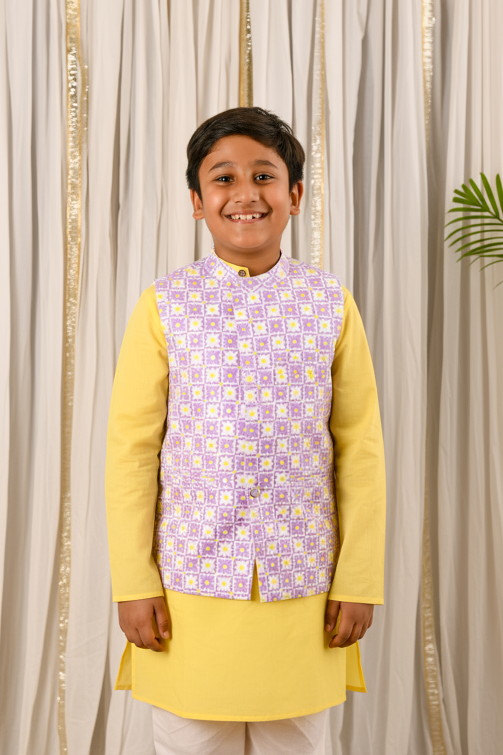 Daisy Dots Jacket & Sun Lime Kurta Set