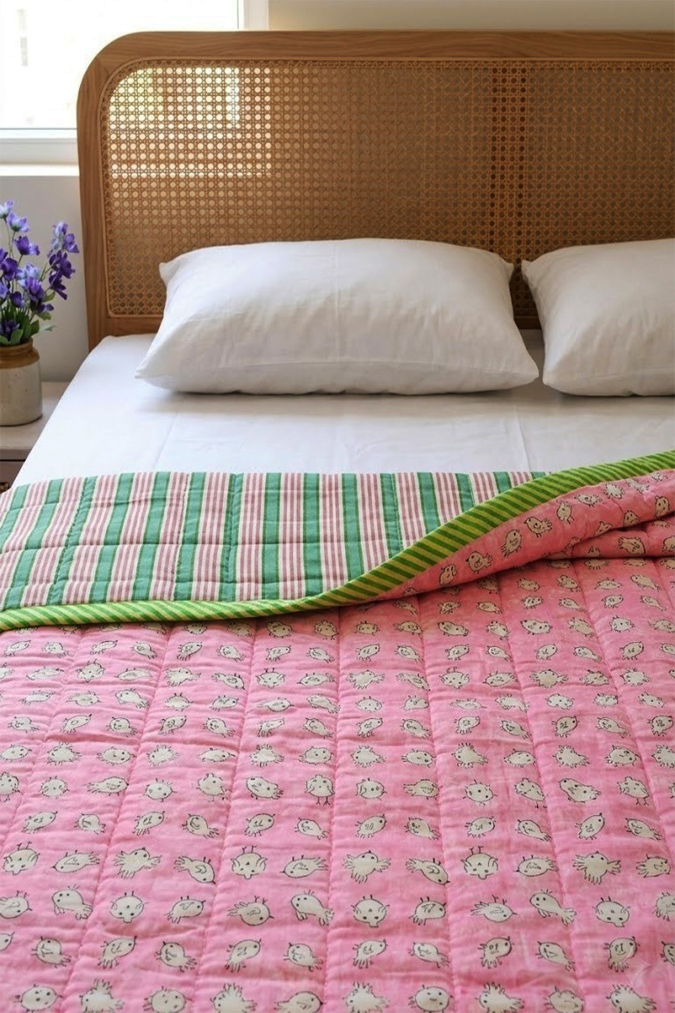 Pink Chirpy Kids Quilt Pair of 2