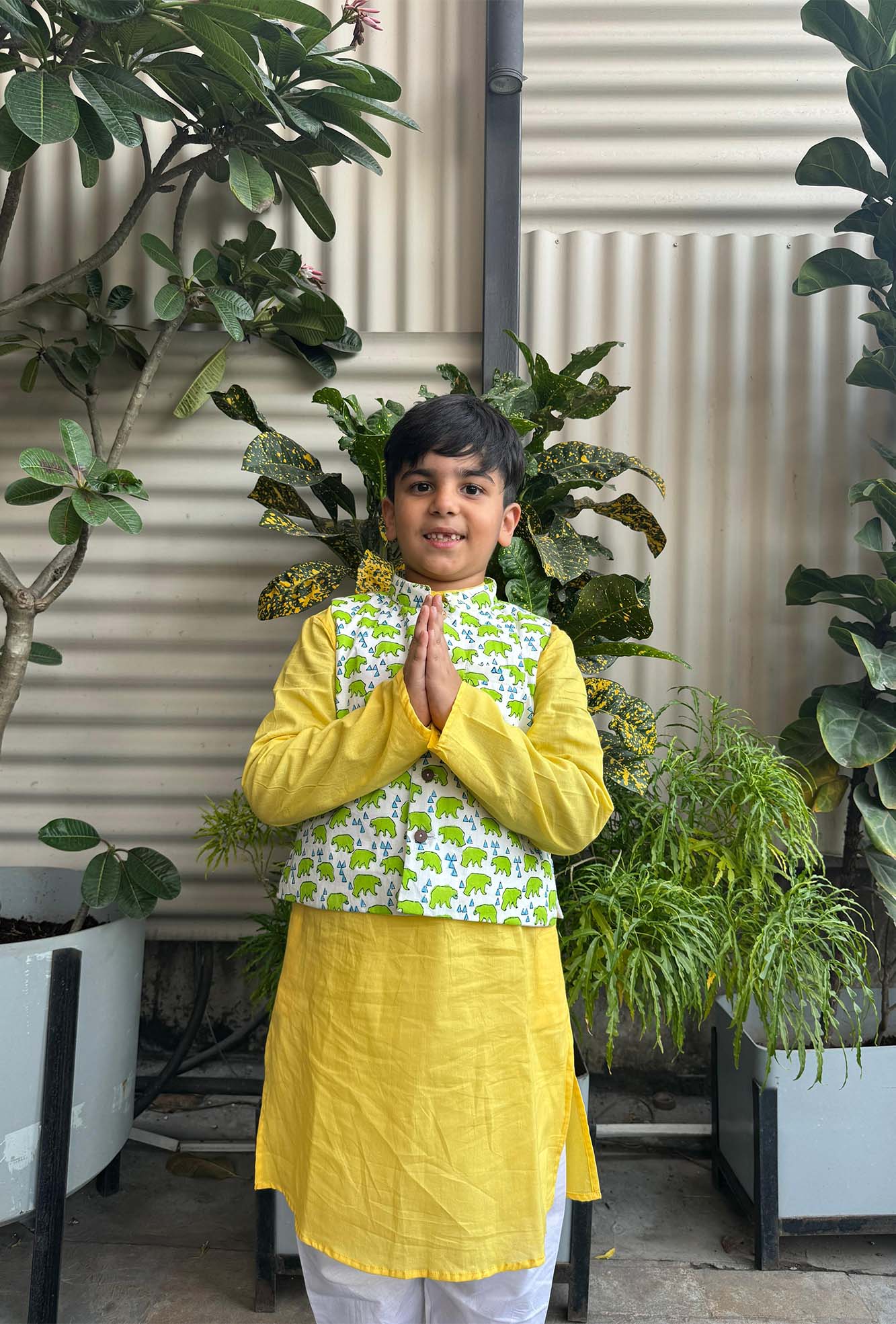 Kurta Boys With Koti Yellow