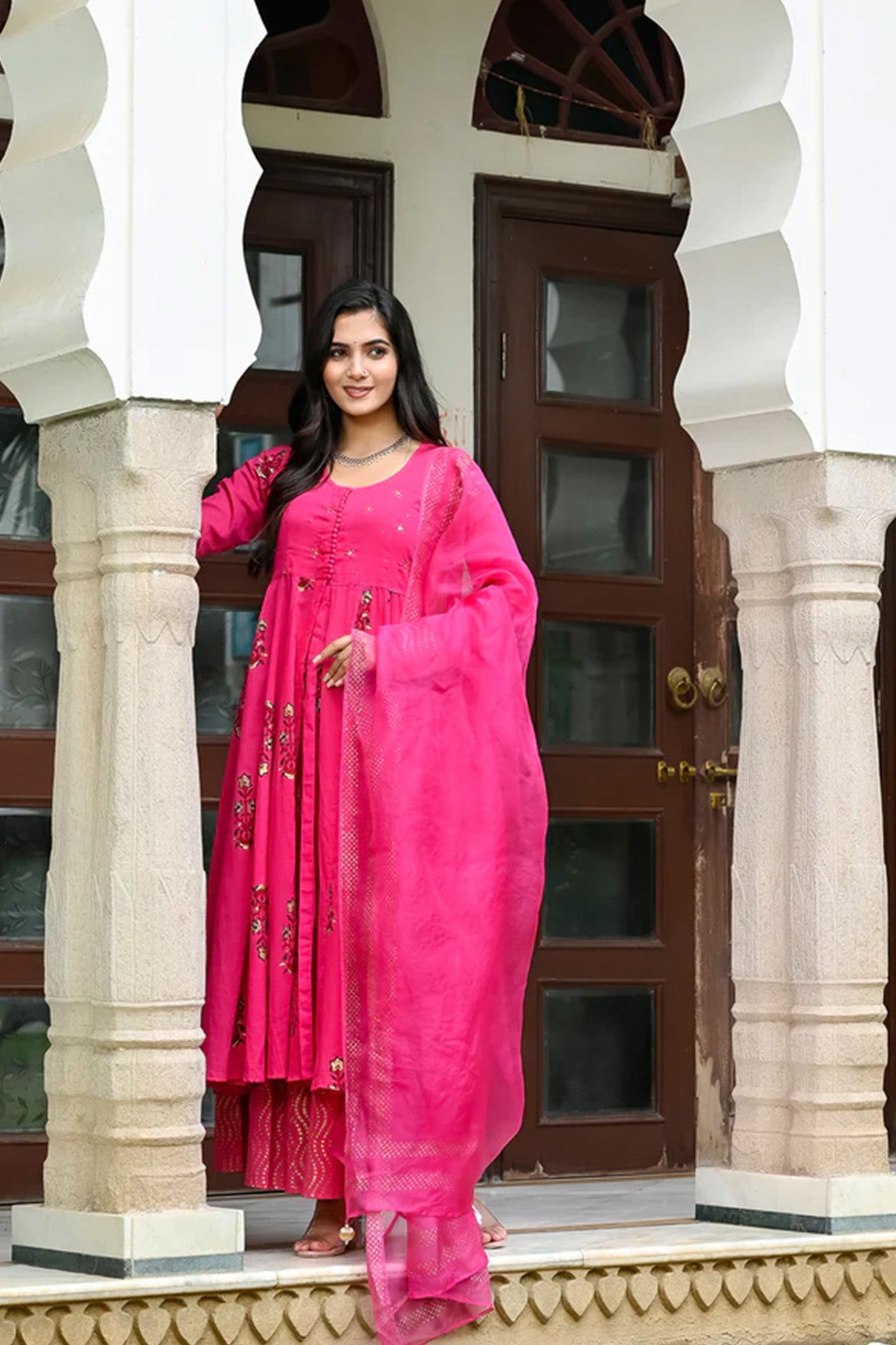 Utsav Pink Front Open Kurta Set
