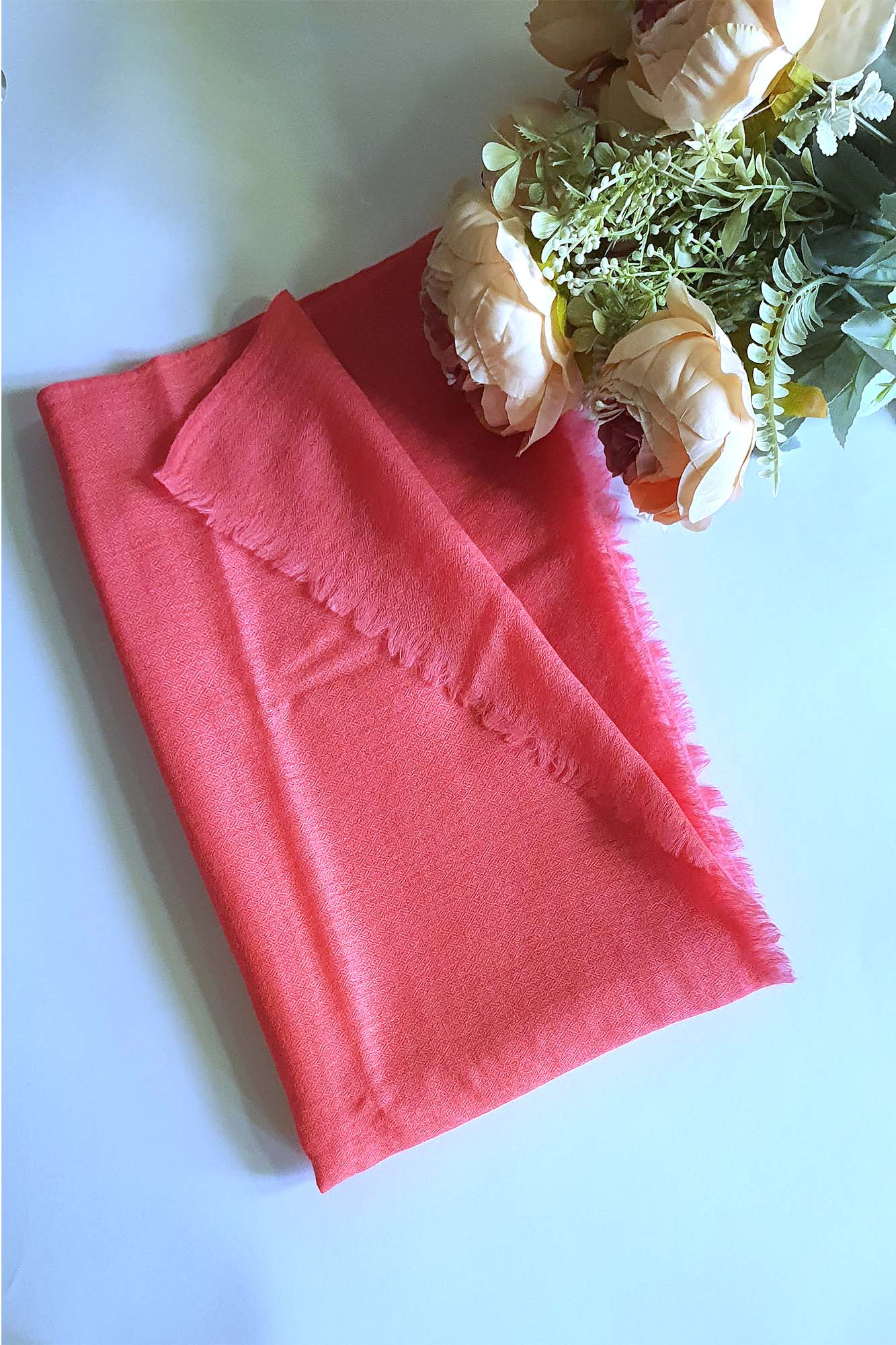 Women Pashmina Stole Plain Peach