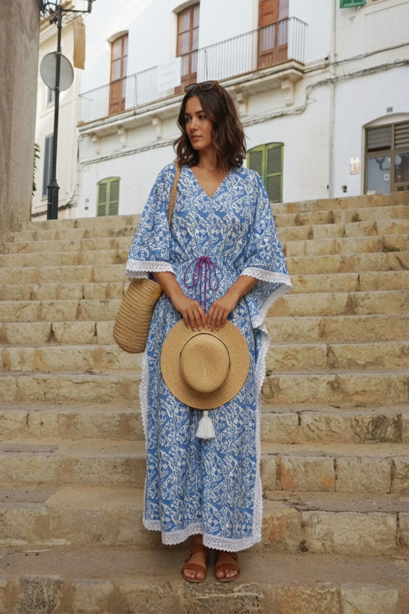 Ash Blue Long Kaftaan