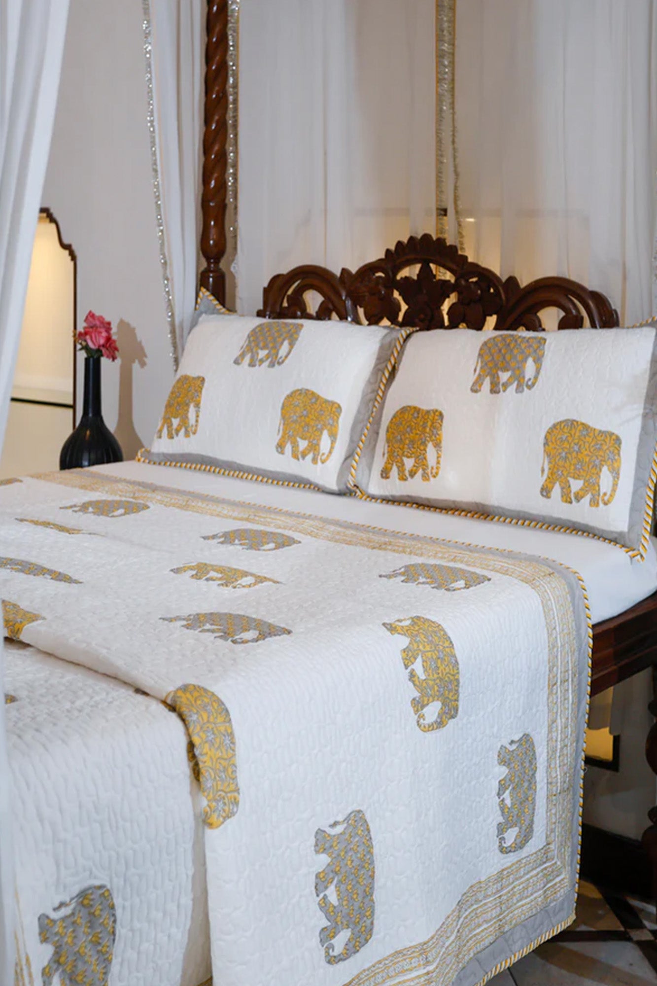 Elephant Yellow Bed Cover