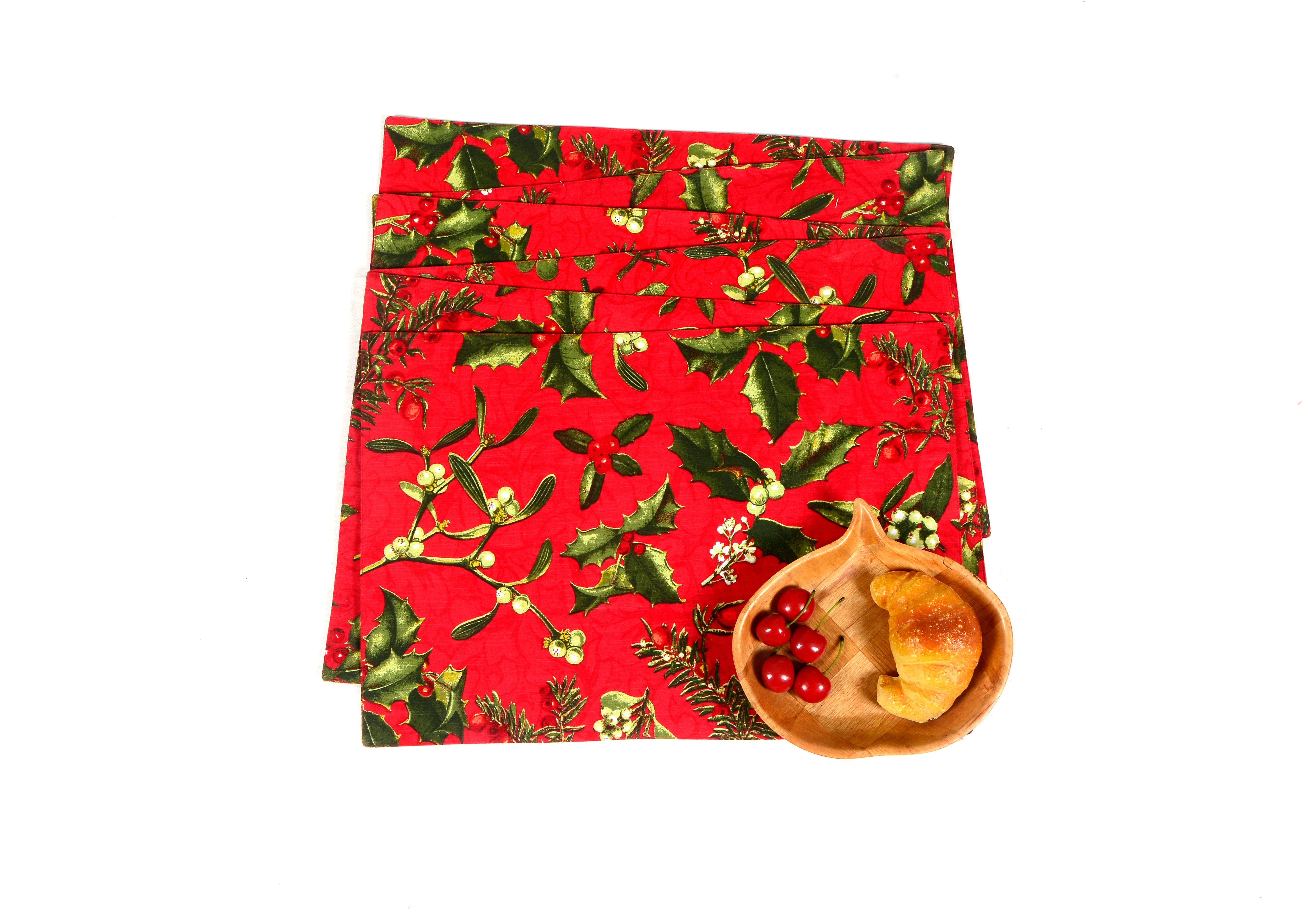 Green on Maroon - Place Mat & Napkin Set S/6+6