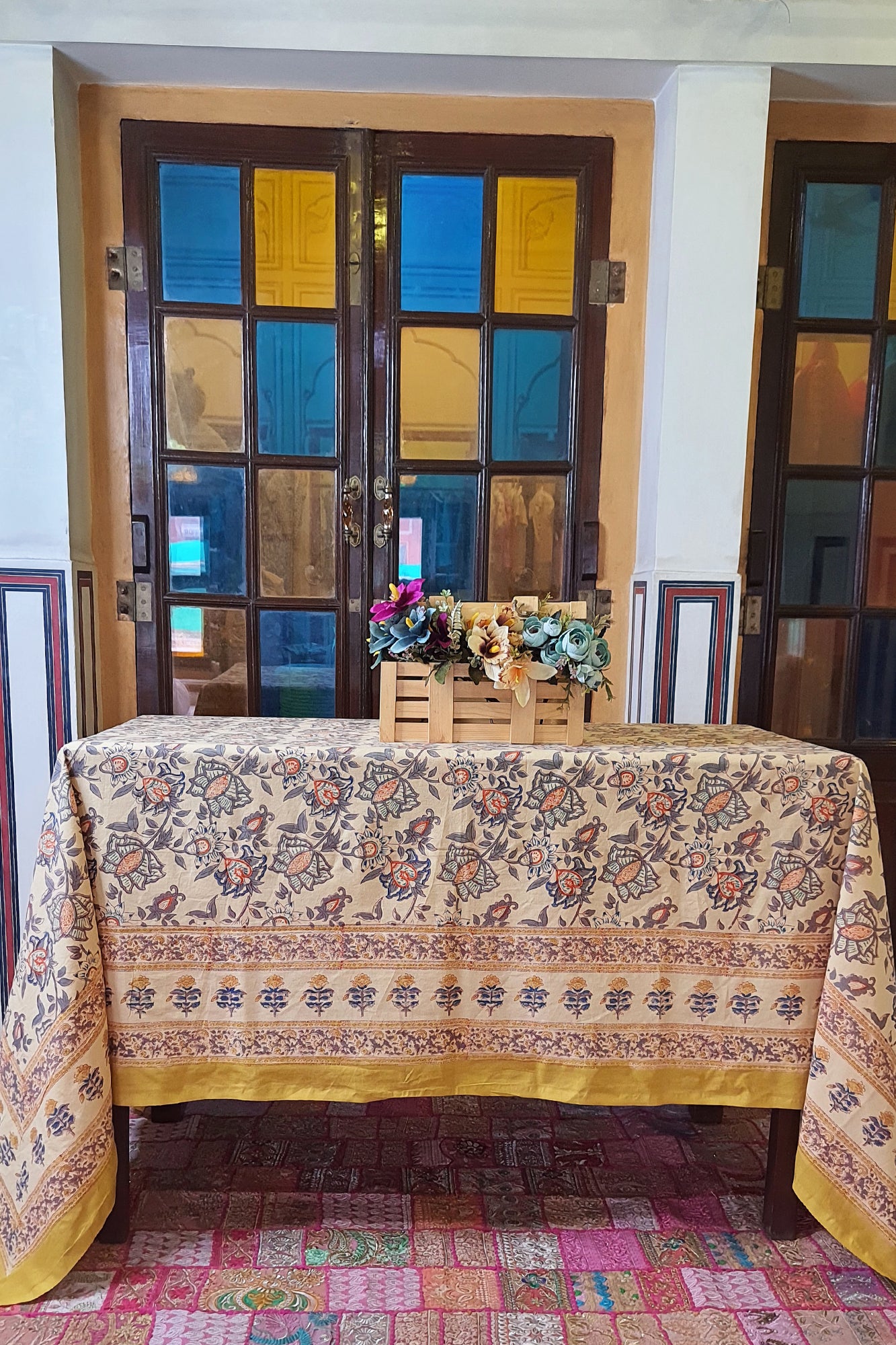 Kalamkari Lotus Table Cover