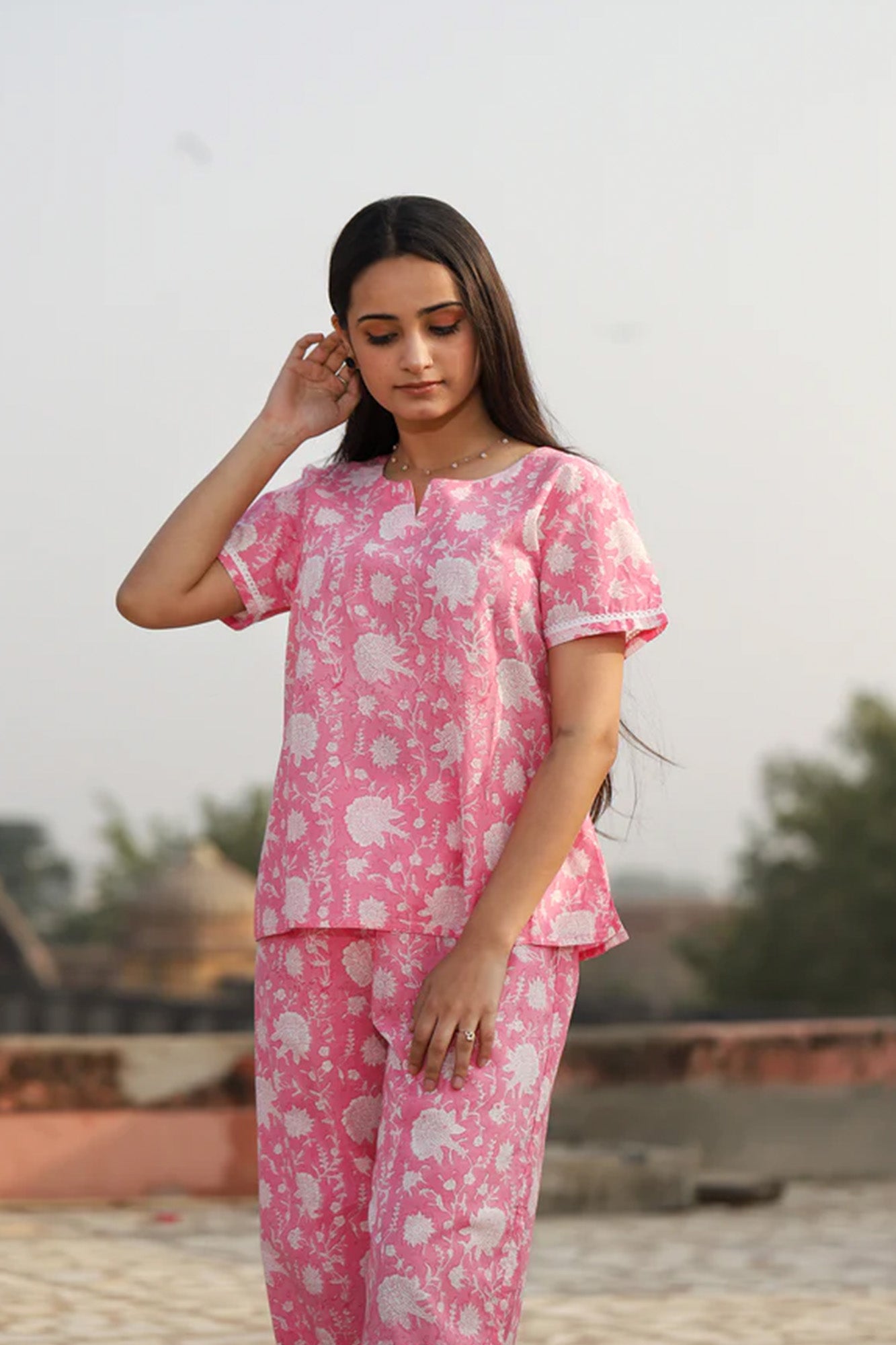 Cord Set Women Gulabi Jaal
