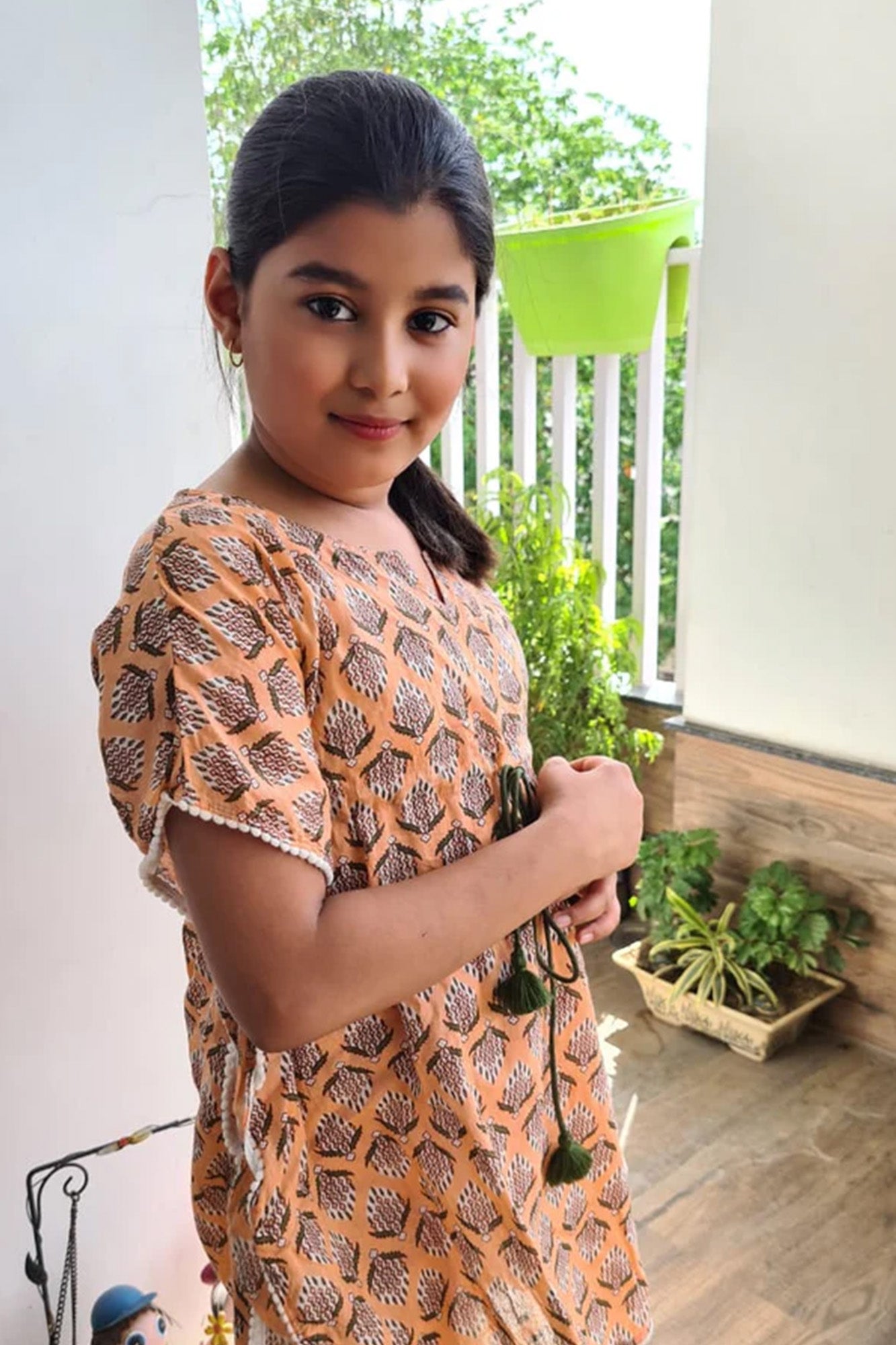 Girl Kaftaan Block Buti Peach