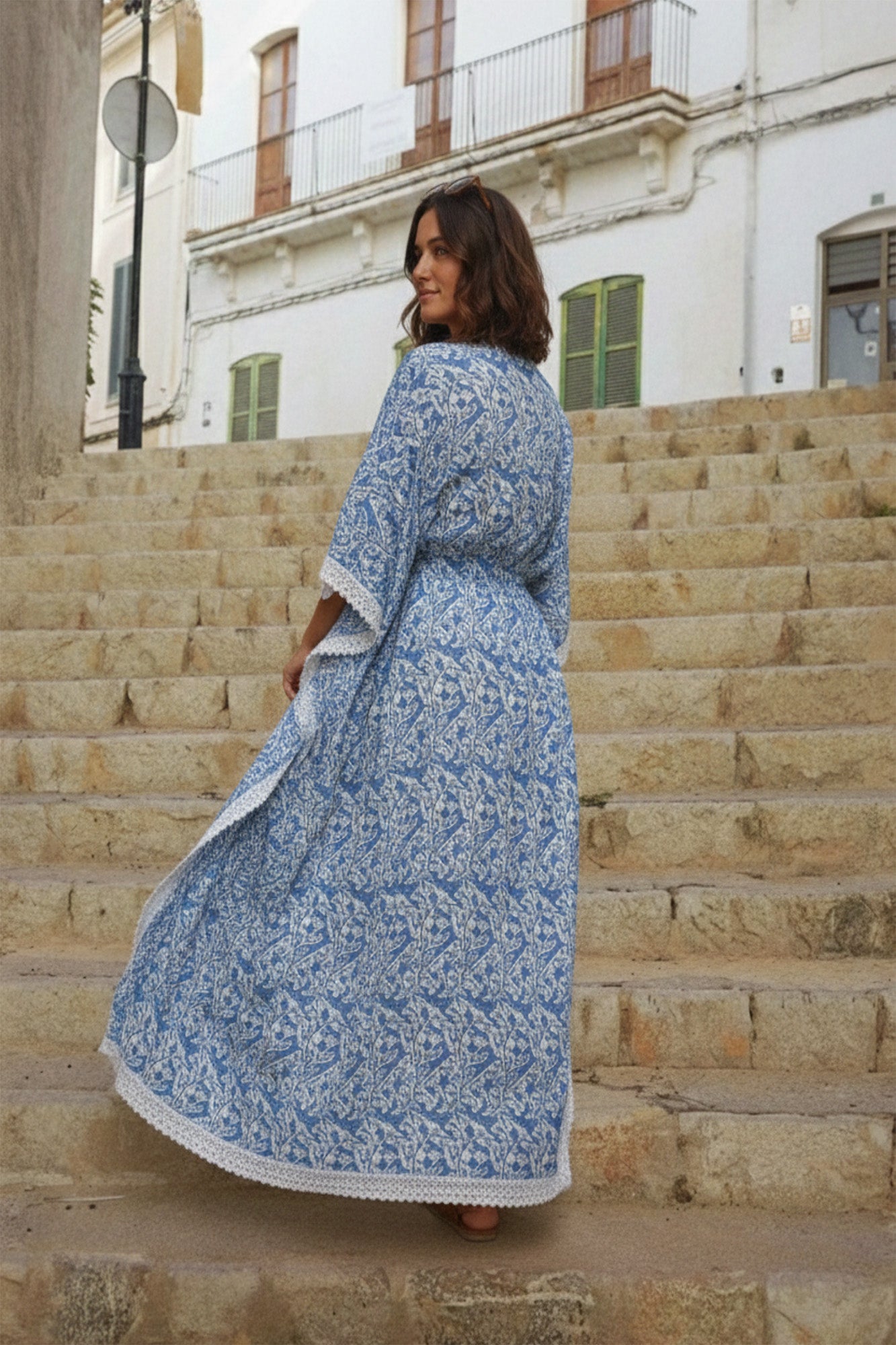Ash Blue Long Kaftaan