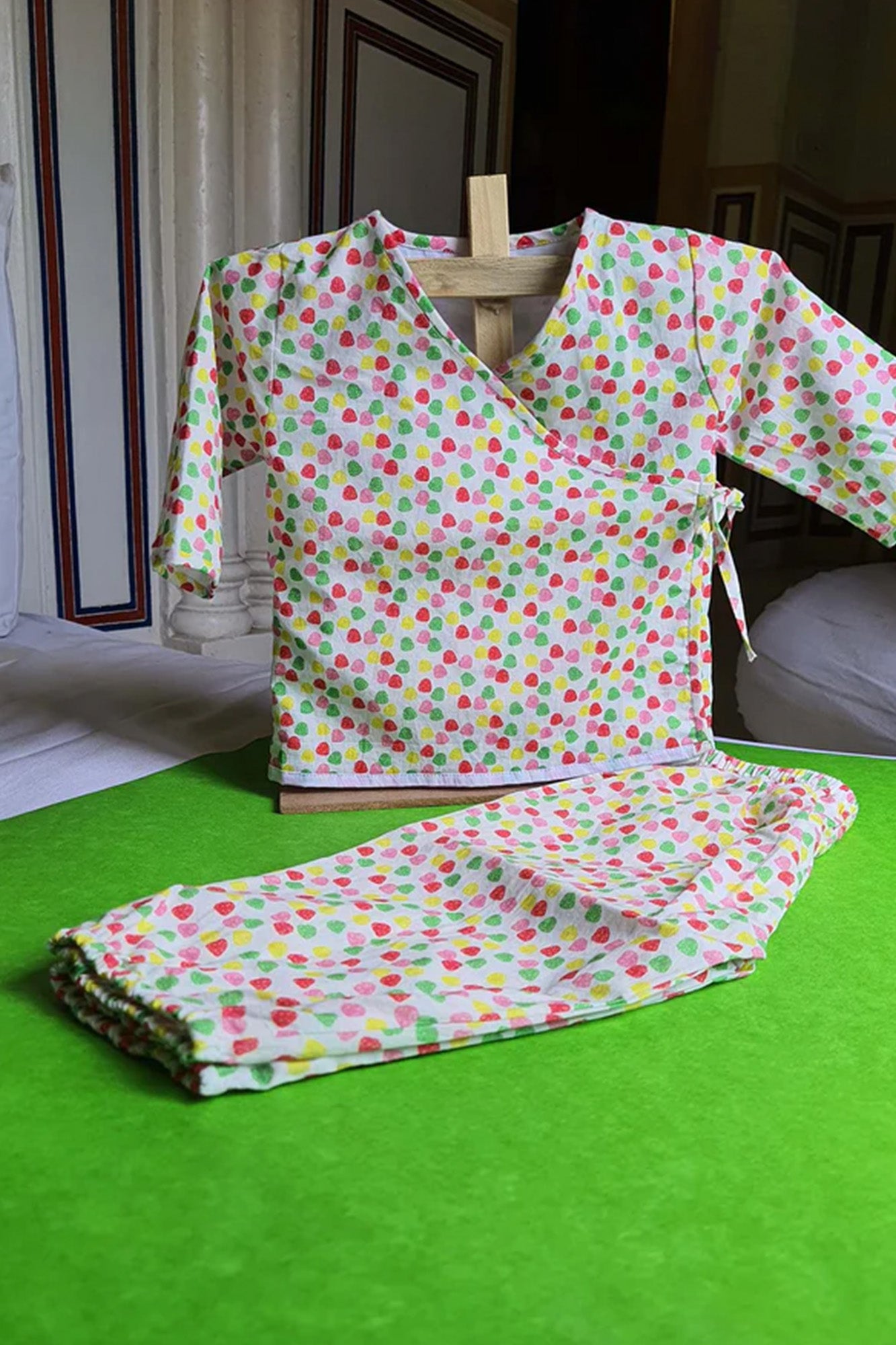 Prismatic Ice-cream Angarakha Top with Pajama