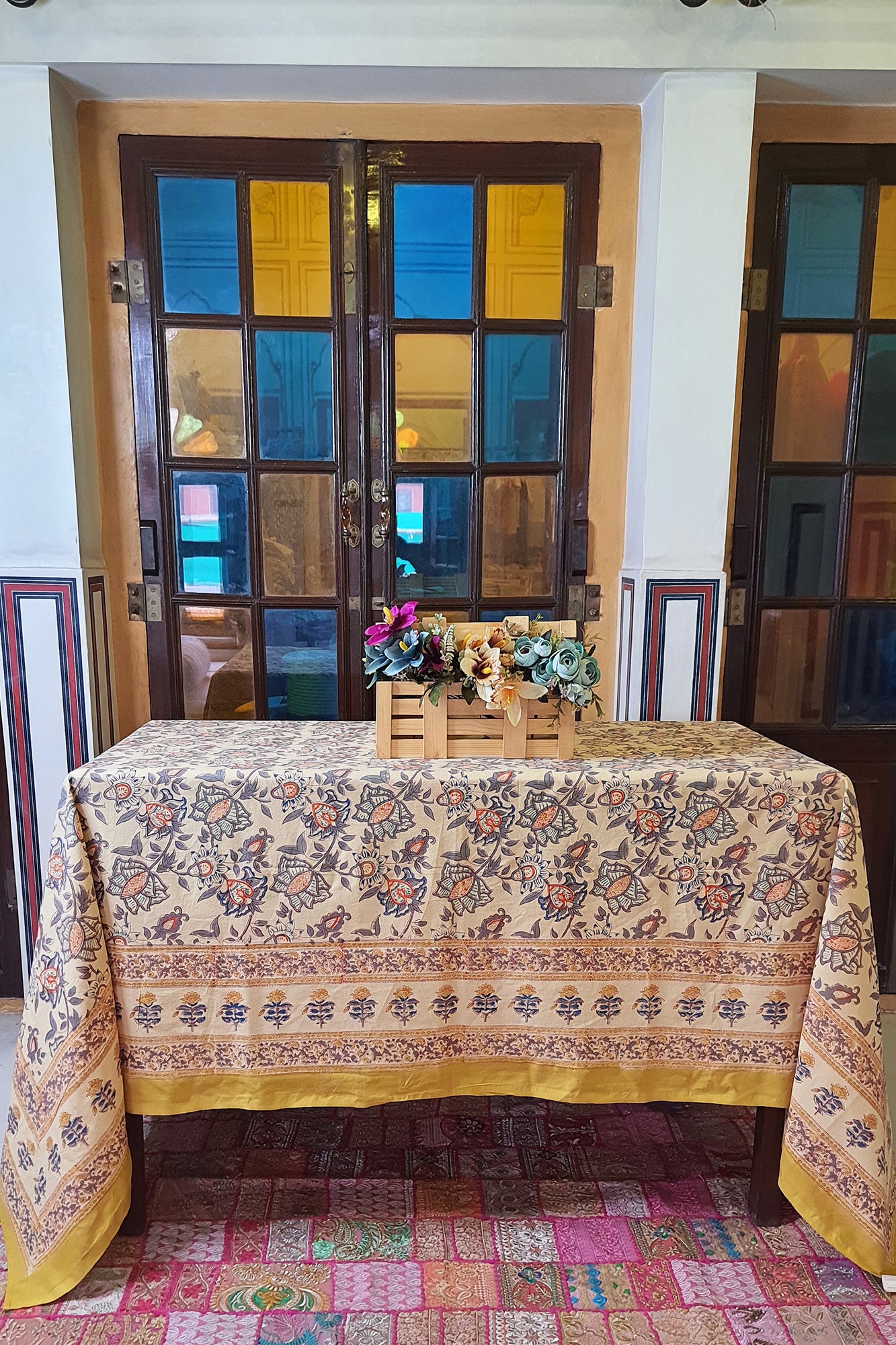 Kalamkari Lotus Table Cover