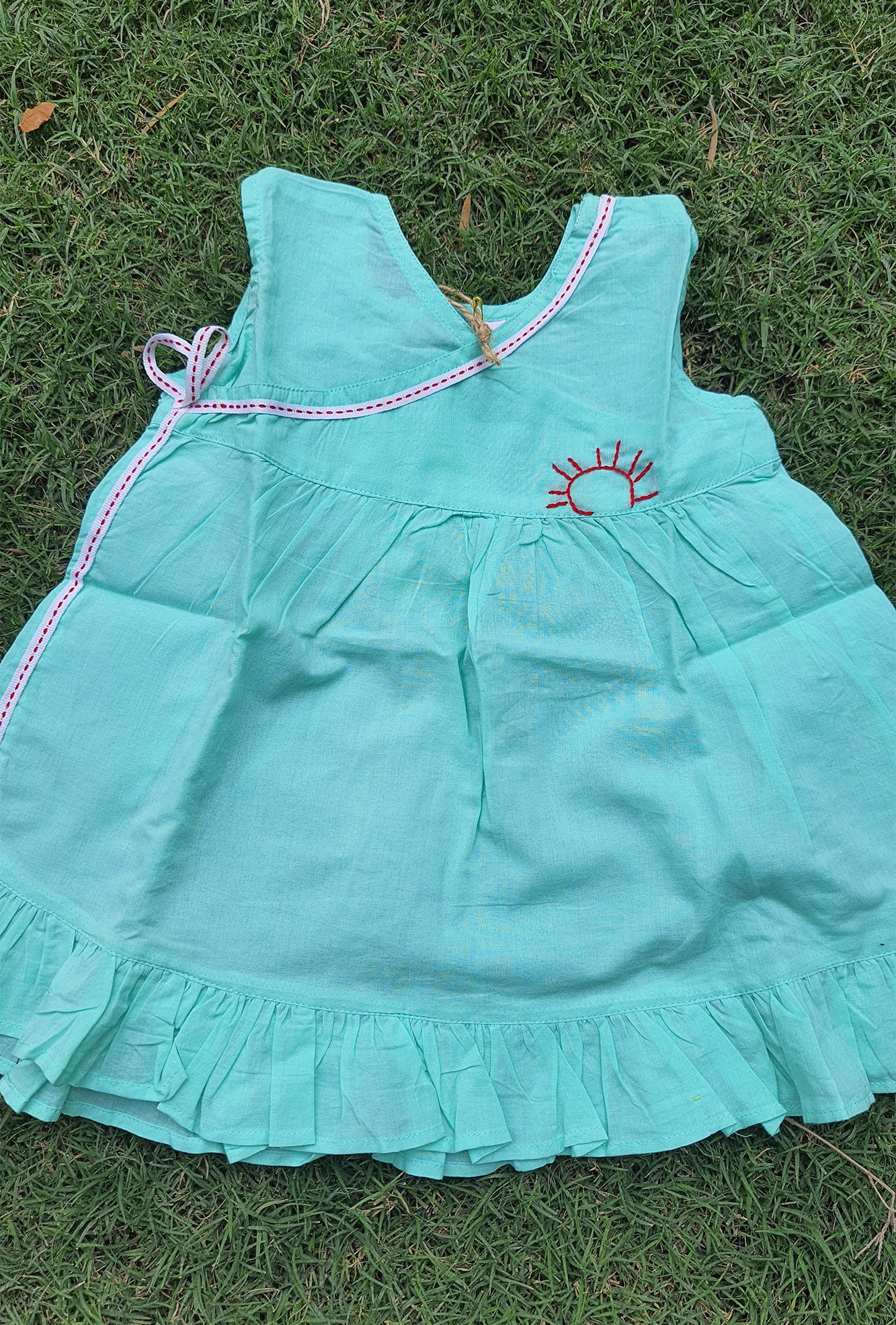 Infant Girl Frock Embroidered Aqua