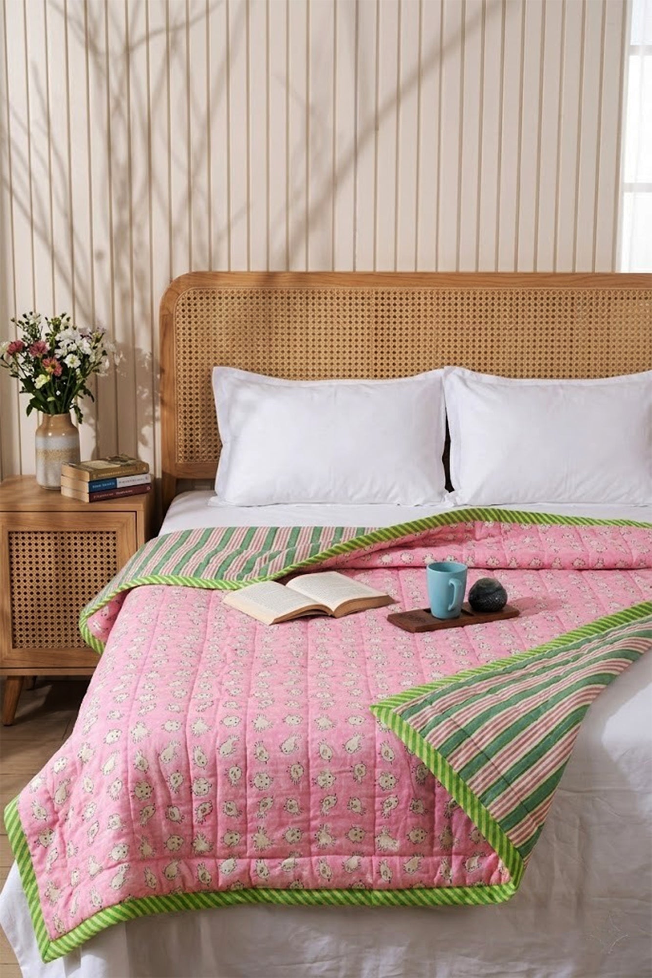 Pink Chirpy Kids Quilt Pair of 2