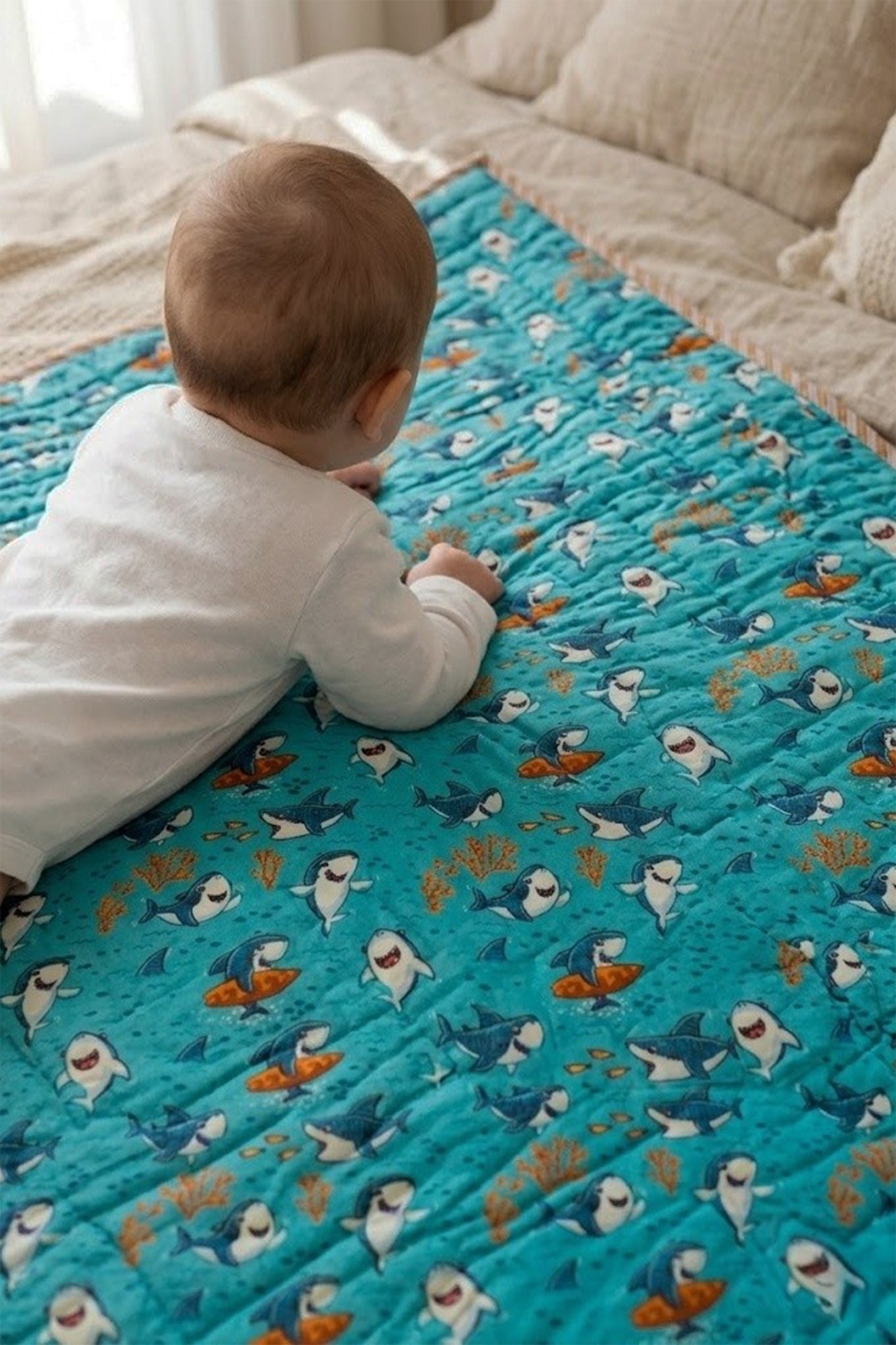 Blue Dolphin Baby Quilt