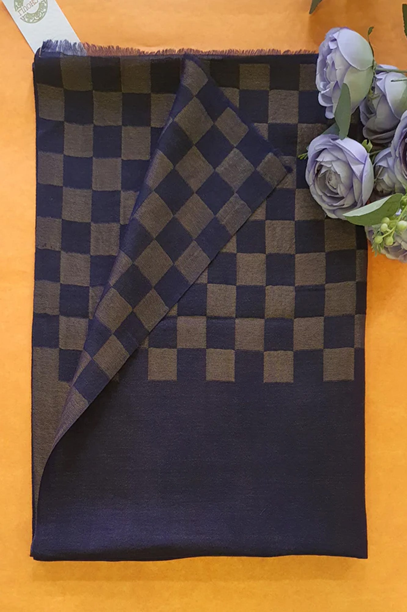 Women Pashmina Stole Checkered Blue