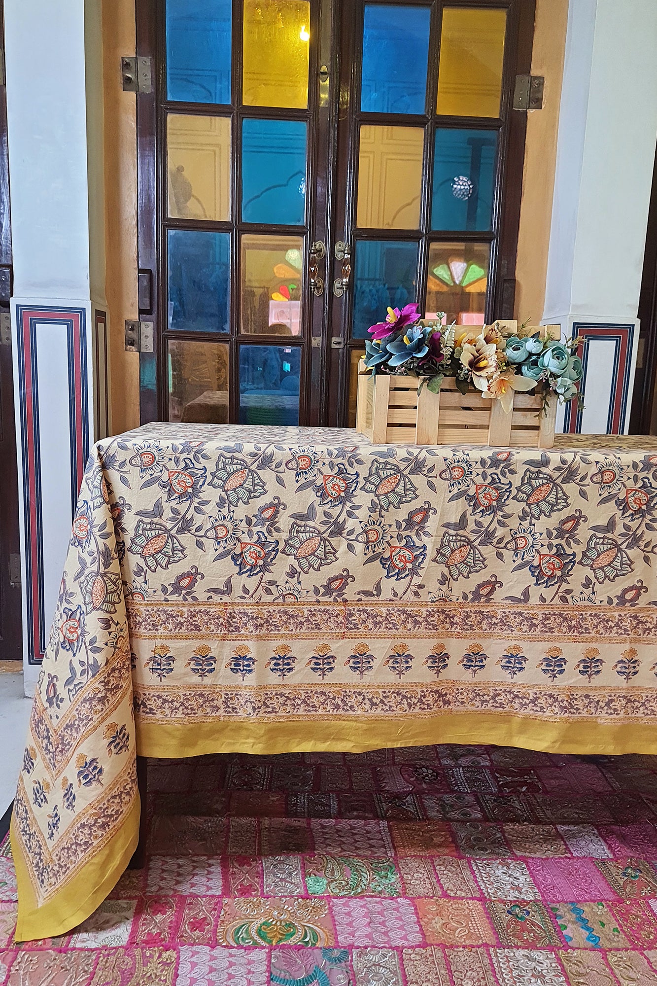 Kalamkari Lotus Table Cover