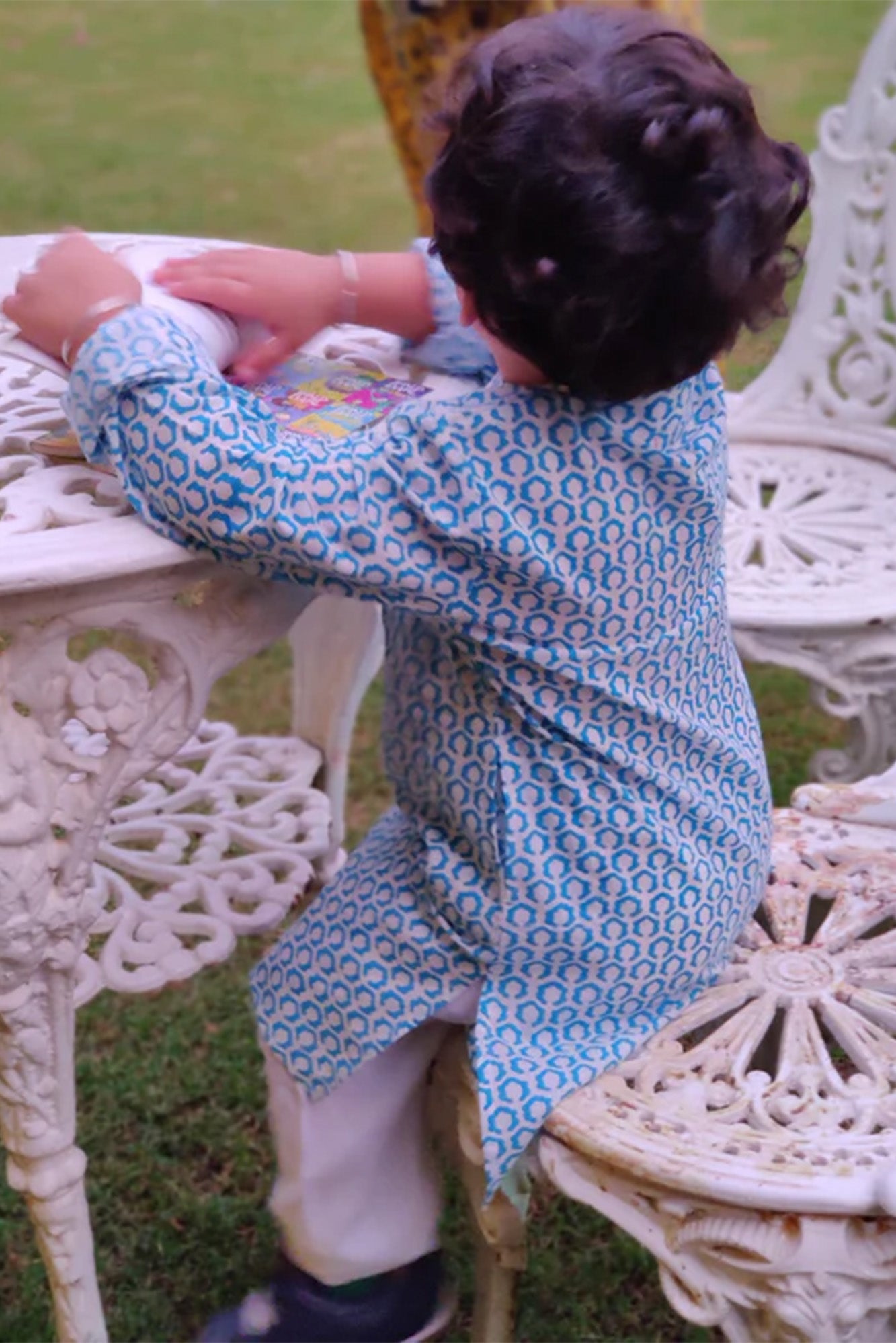 Boy Hexagon Blue Kurta