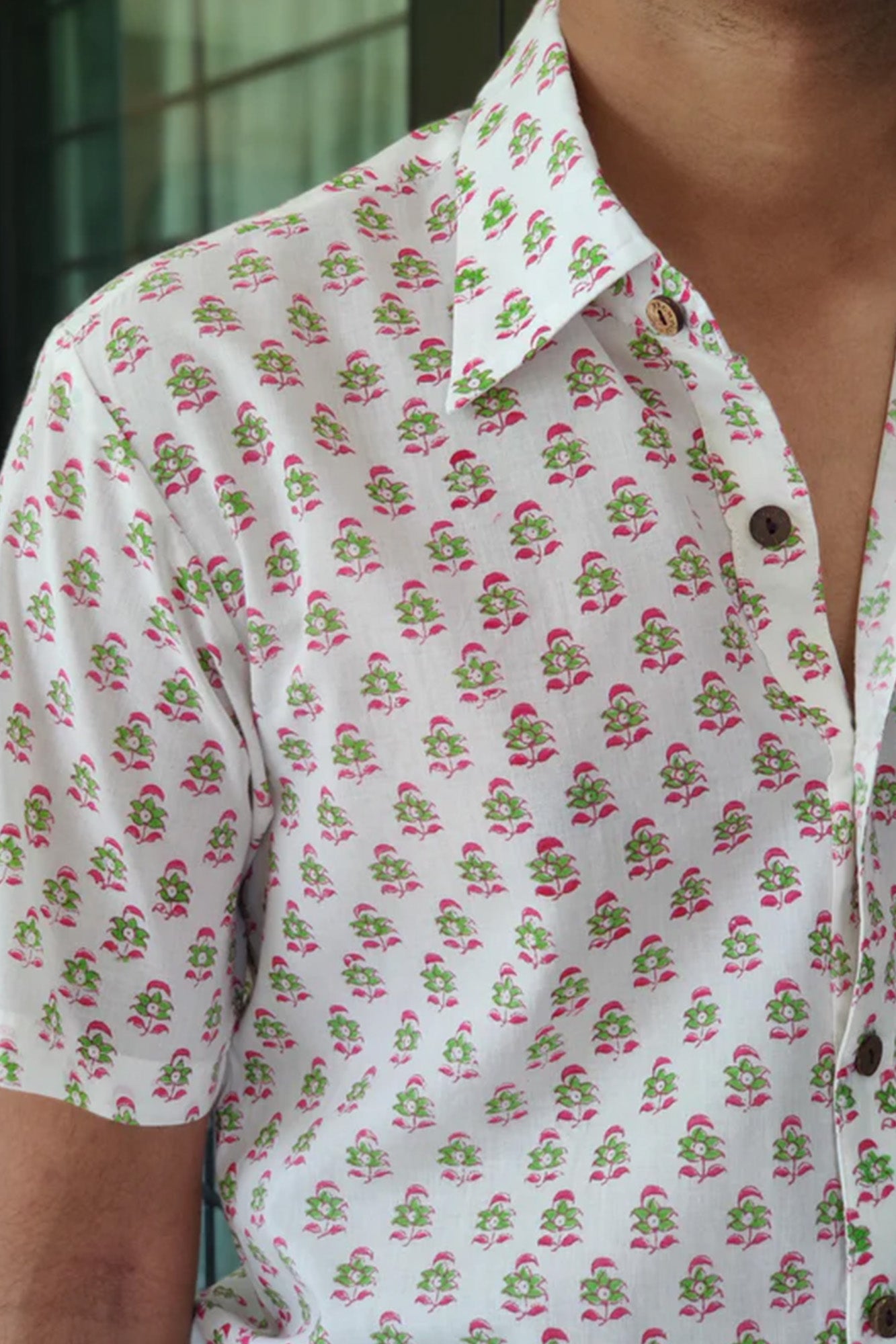 Men Pink Booti Half Sleeve Shirt
