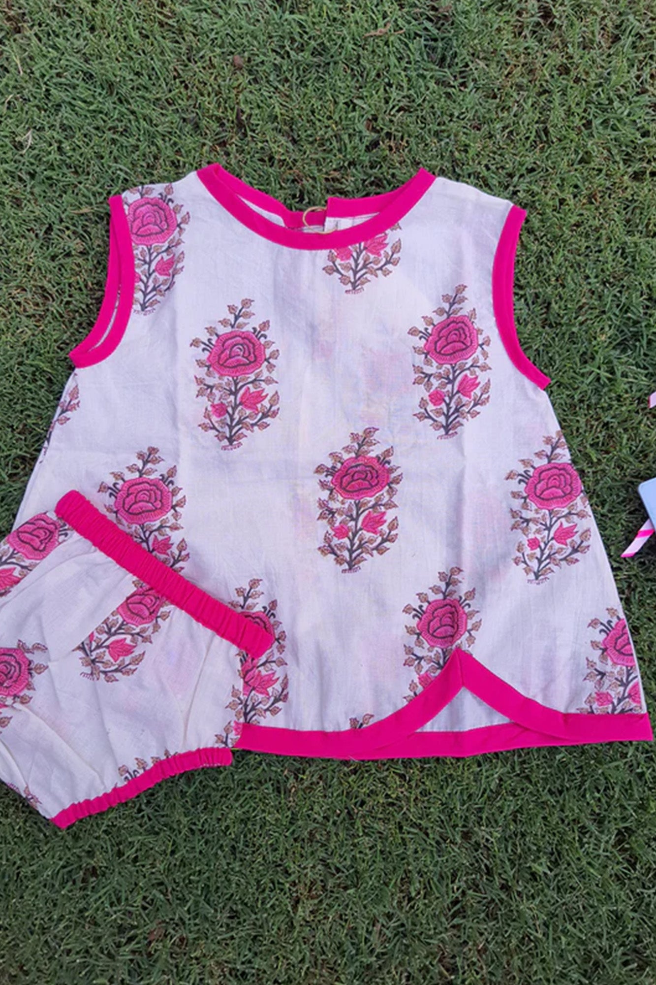 Mughal Pink - Infant Baby Dress With Shorts