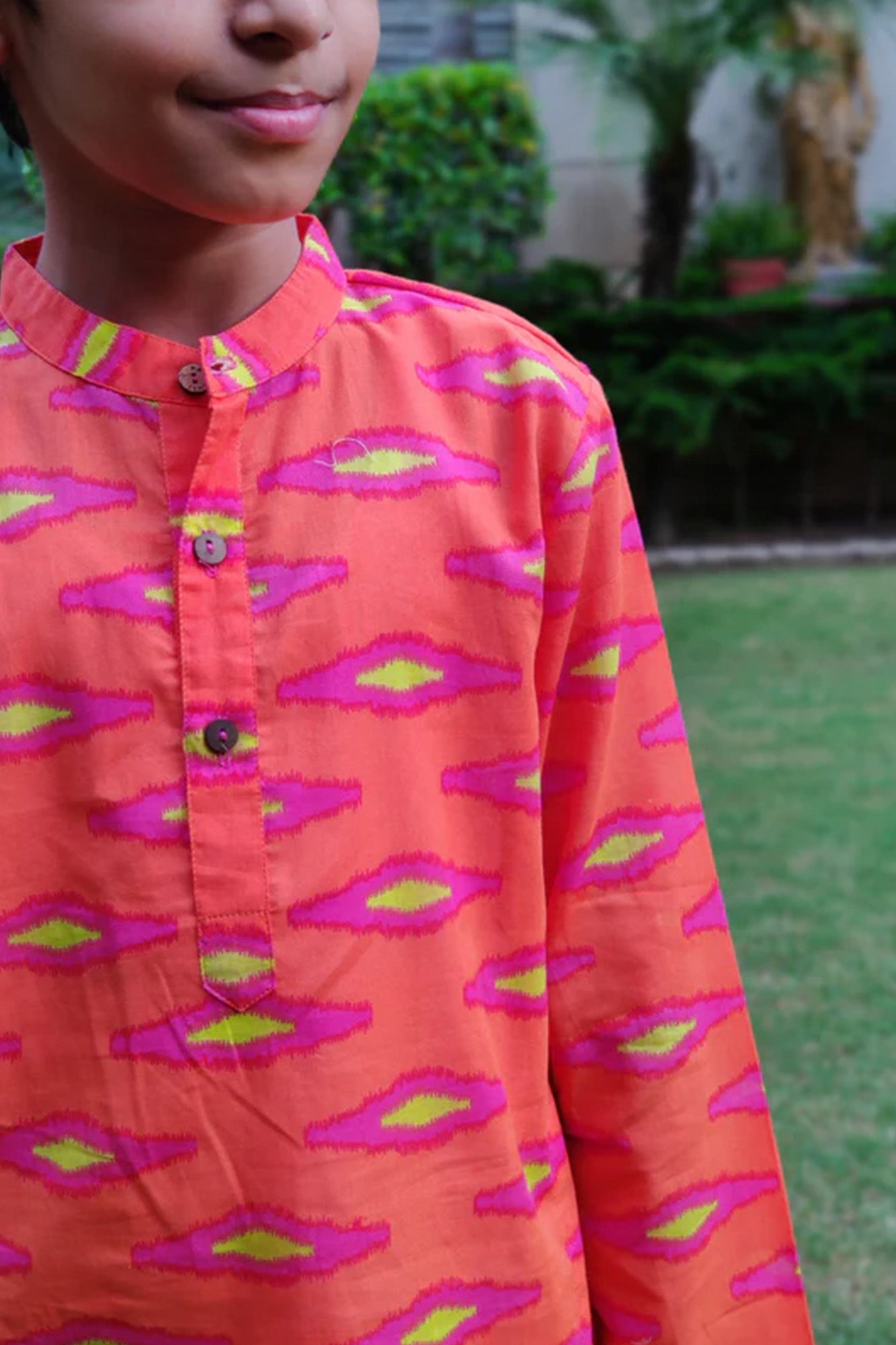 Boy Kurta Orange Ikat