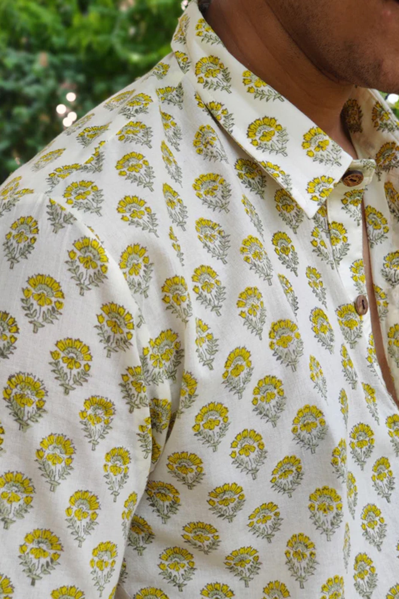 Men Half Sleeve Shirt Yellow Booti