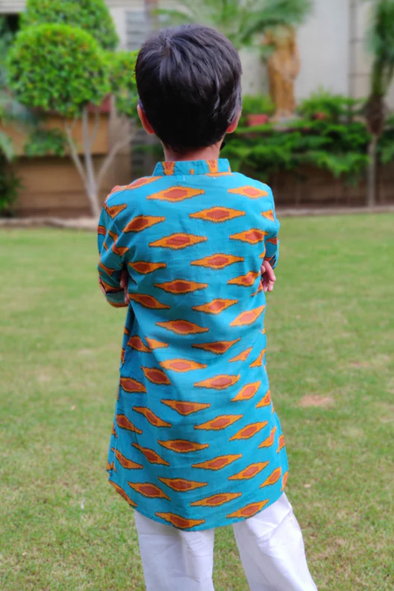 Boy Kurta Blue Ikat