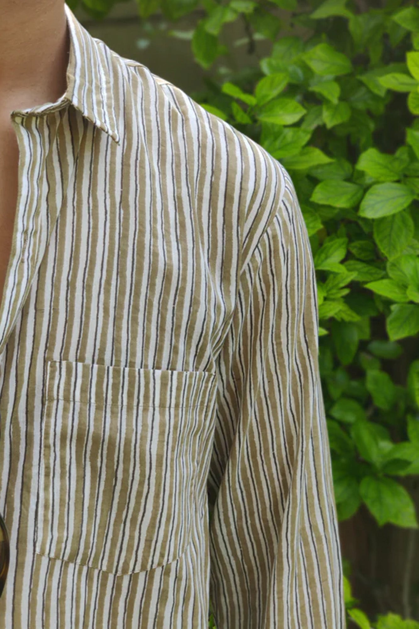 Men Full Sleeve Shirt Brown Stripes