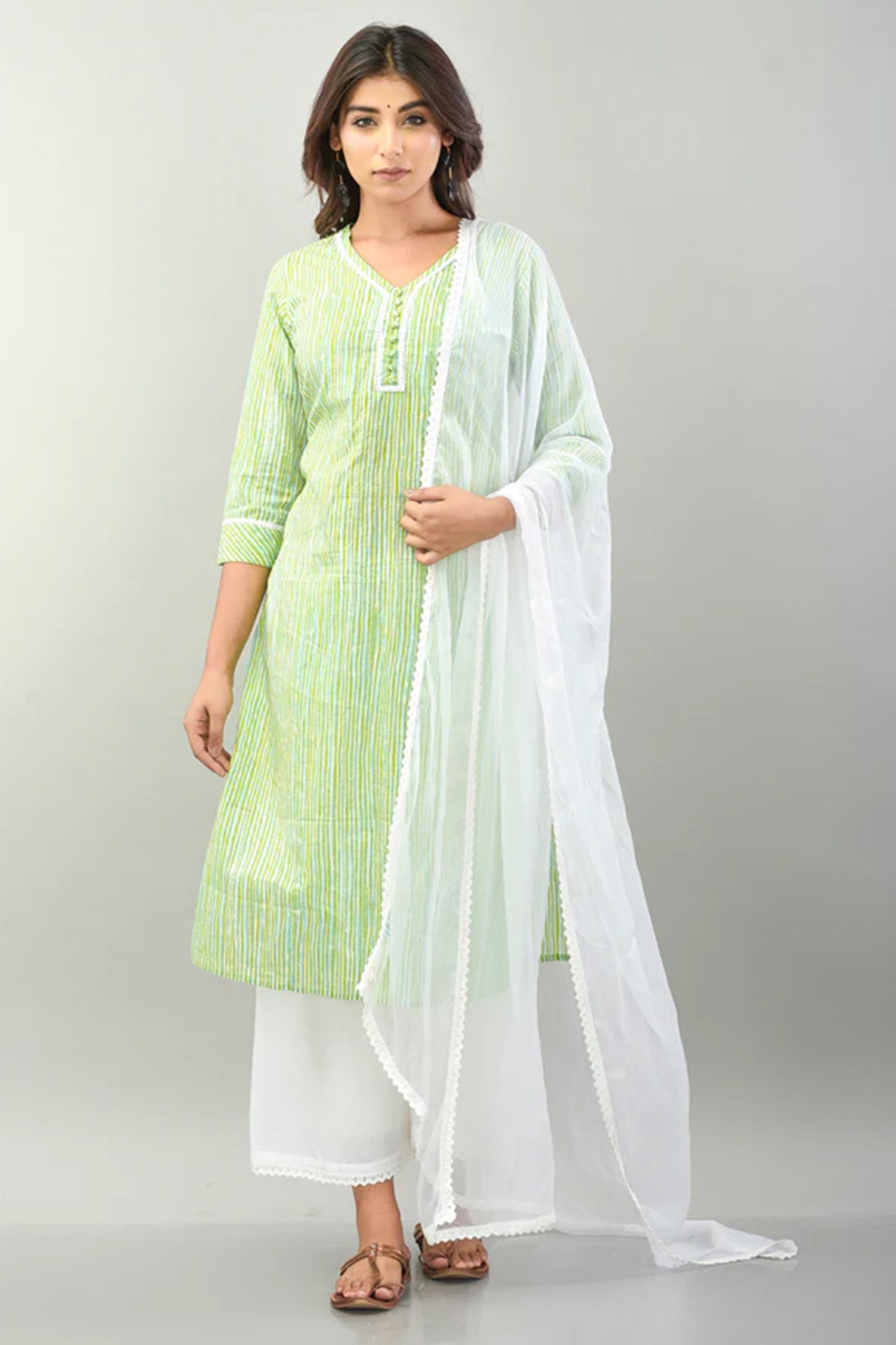 French Stripes Green Suit Set/3