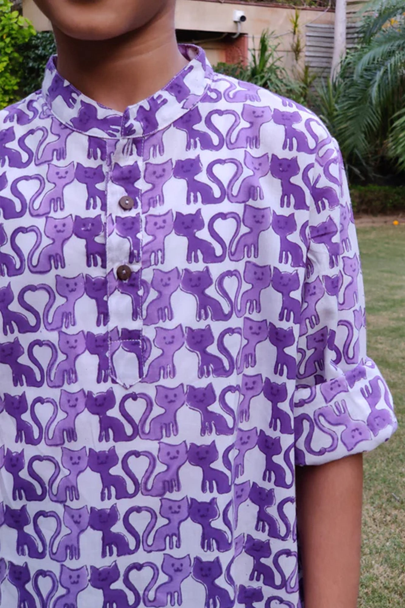 Boy Purple Cat Kurta