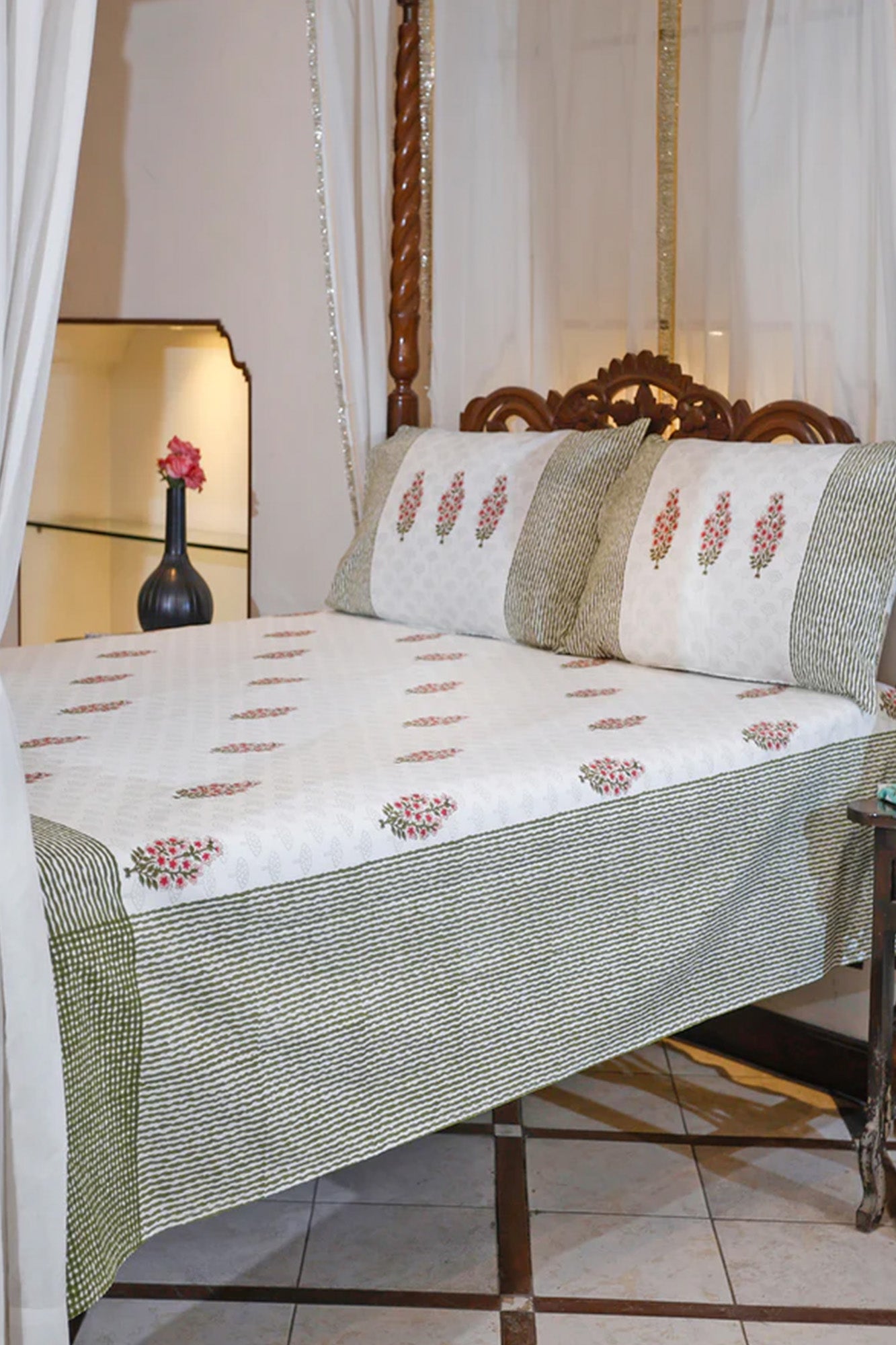 Mughal Green Bed Sheet