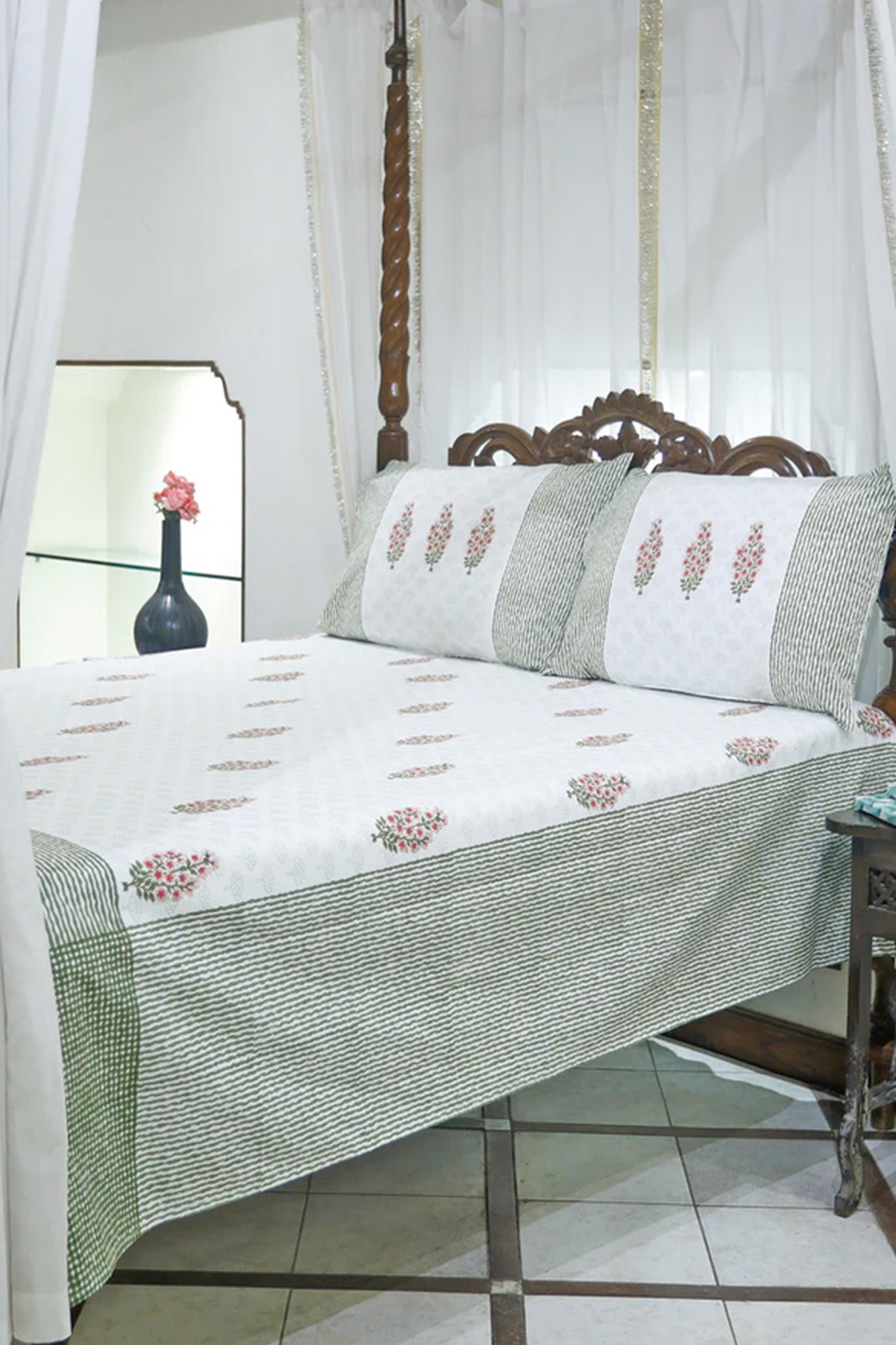 Mughal Green Bed Sheet