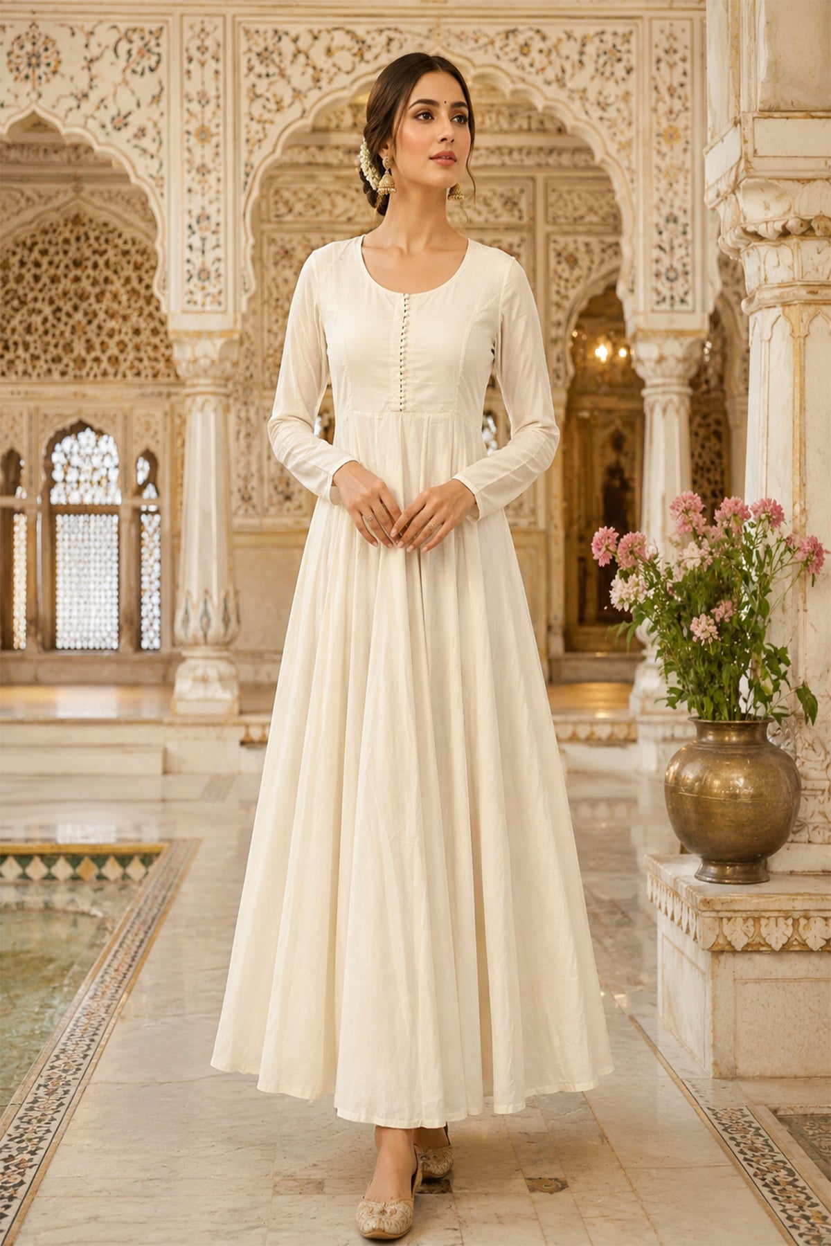 White Kalidaar Kurta