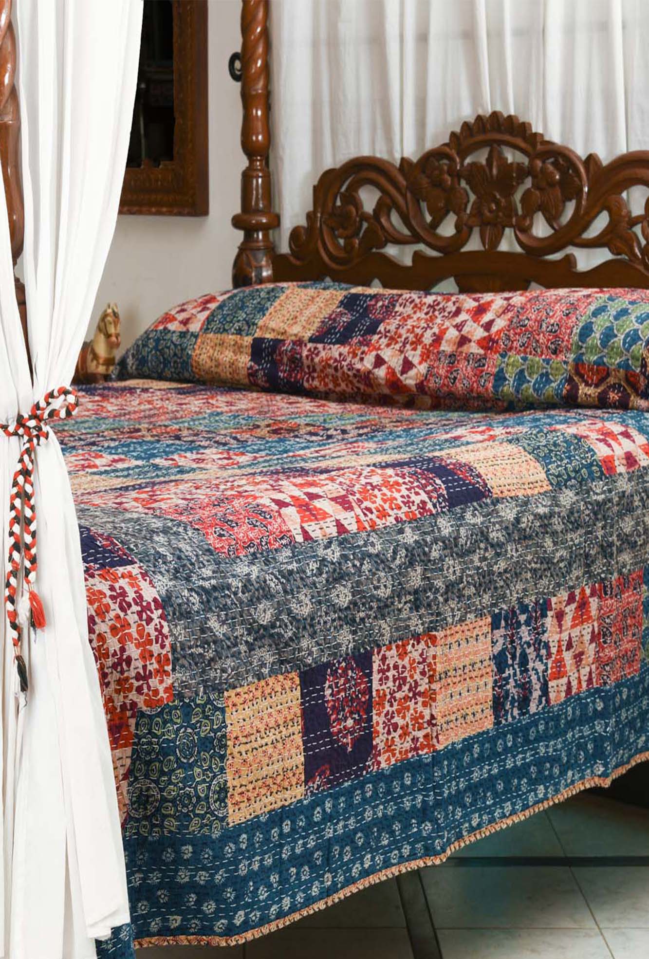 Ajrakh Patch Bed Cover